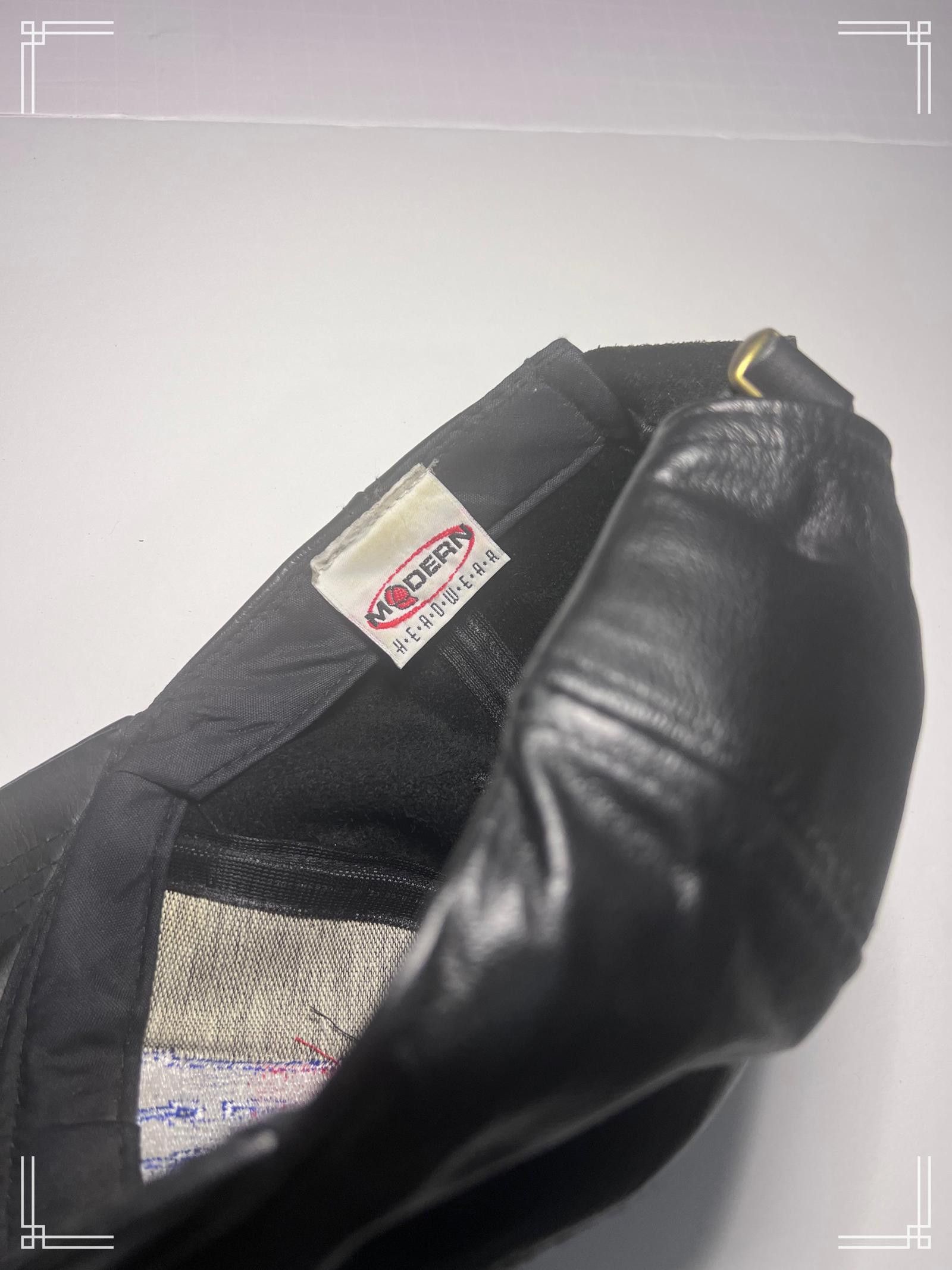 Designer USA Black Leather Baseball Cap with Embroidered Logo Size ONE SIZE - 4 Thumbnail