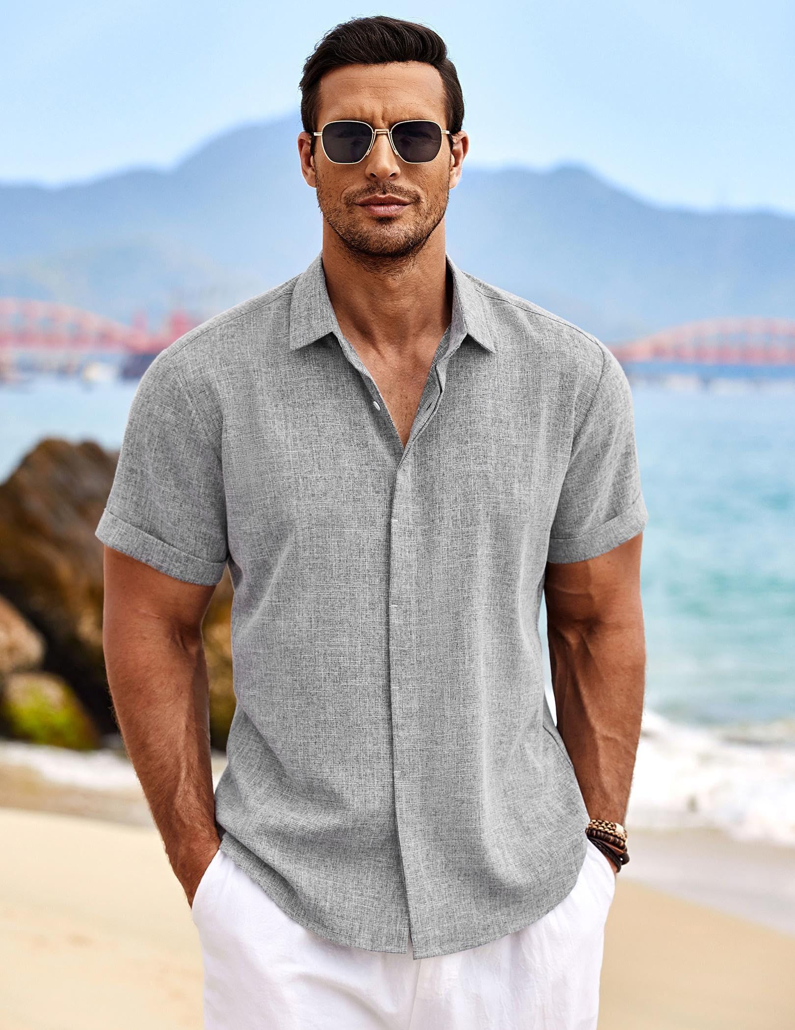 Other Men's linen beach summer shirt Size US L / EU 52-54 / 3 - 3 Thumbnail