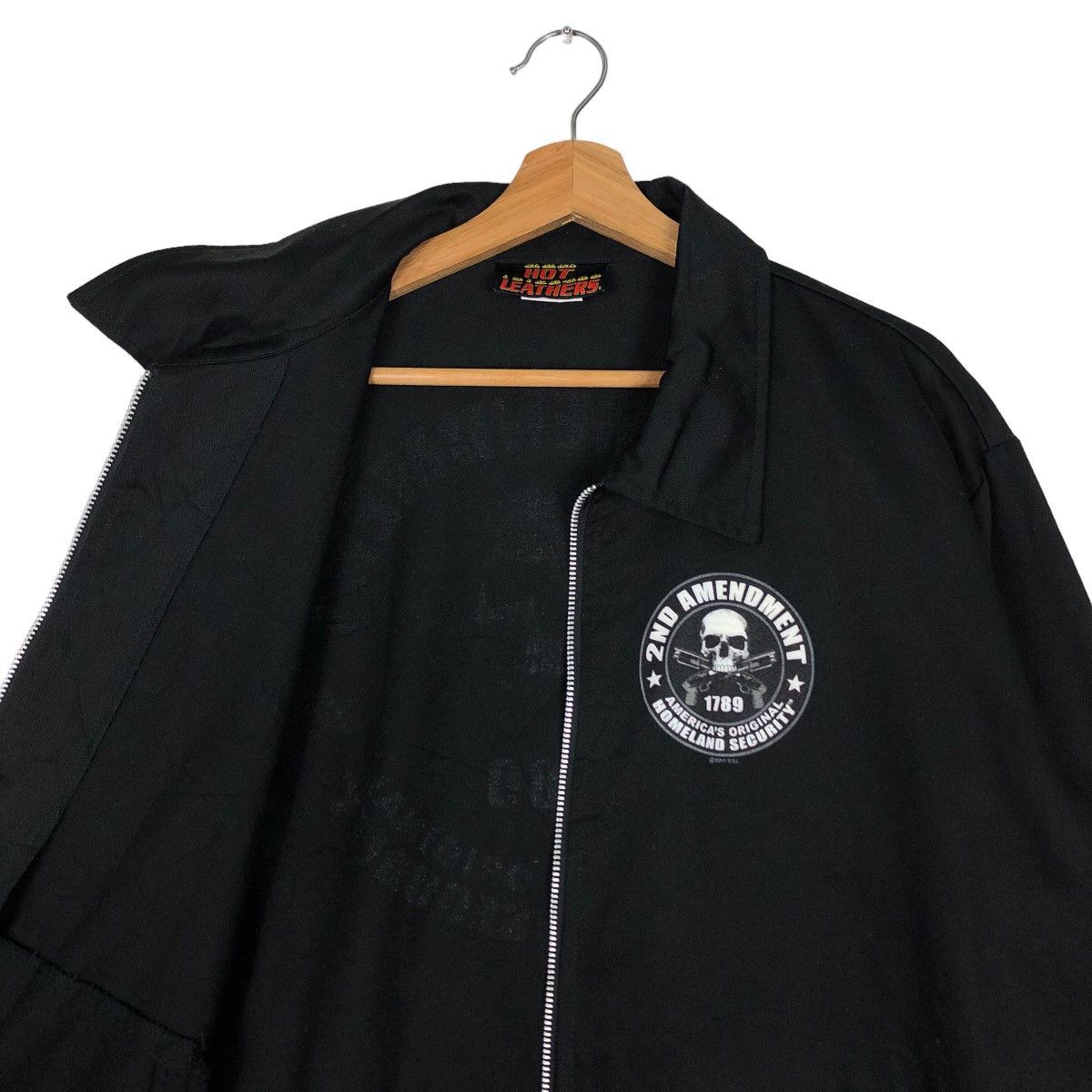 Vintage 🔥Vtg Bomber Jacket Biker Punk Design 2nd Amendment Skeleton Size US L / EU 52-54 / 3 - 11 Thumbnail