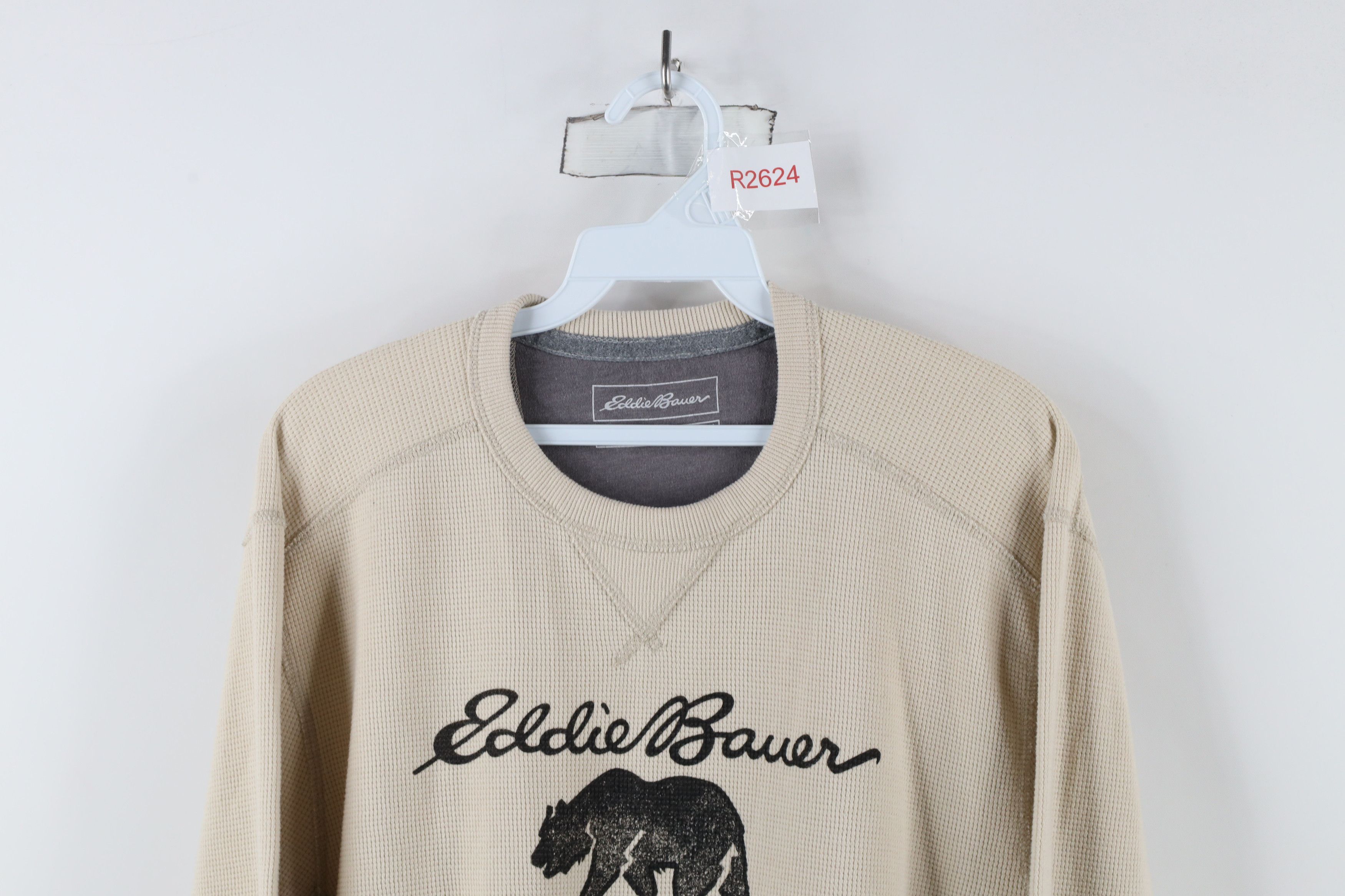 Eddie Bauer × Vintage Vintage Eddie Bauer Script Bear Thermal Waffle Knit T-Shirt Size L / US 10 / IT 46 - 2 Thumbnail
