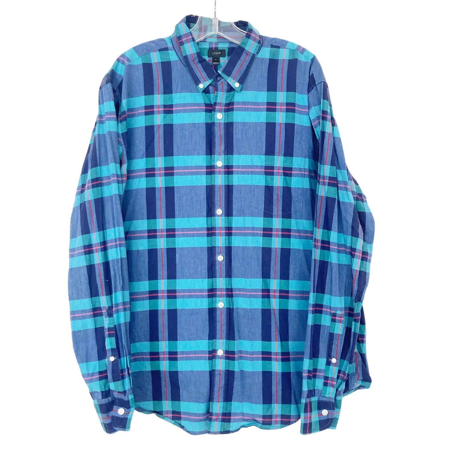 J.Crew J. Crew Blue Green Plaid Long Sleeve Button Down Sz XL Size US XL / EU 56 / 4 - 1 Thumbnail