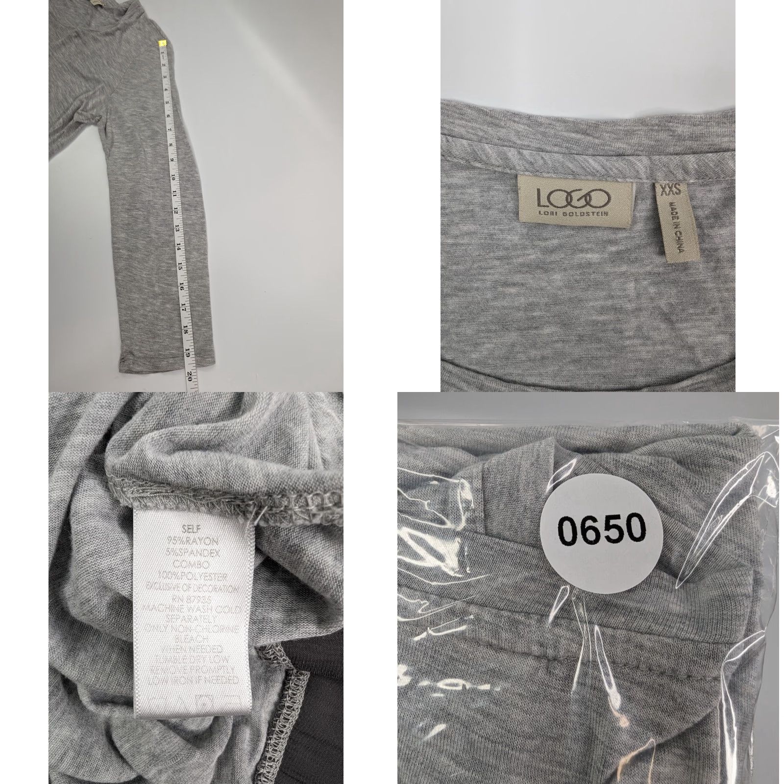 Vintage LOGO Lori Goldstein Grey Tunic 3/4 Sleeve Floral Hem Shirt Women's XXS Size XXS / US 00 / IT 34 - 8 Thumbnail