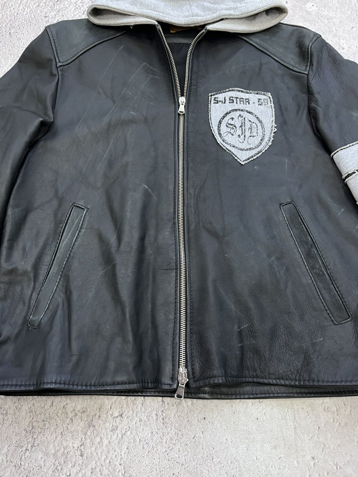Vintage Vintage 90's 14thaddiction style Leather hood Jacket Size US M / EU 48-50 / 2 - 5 Thumbnail