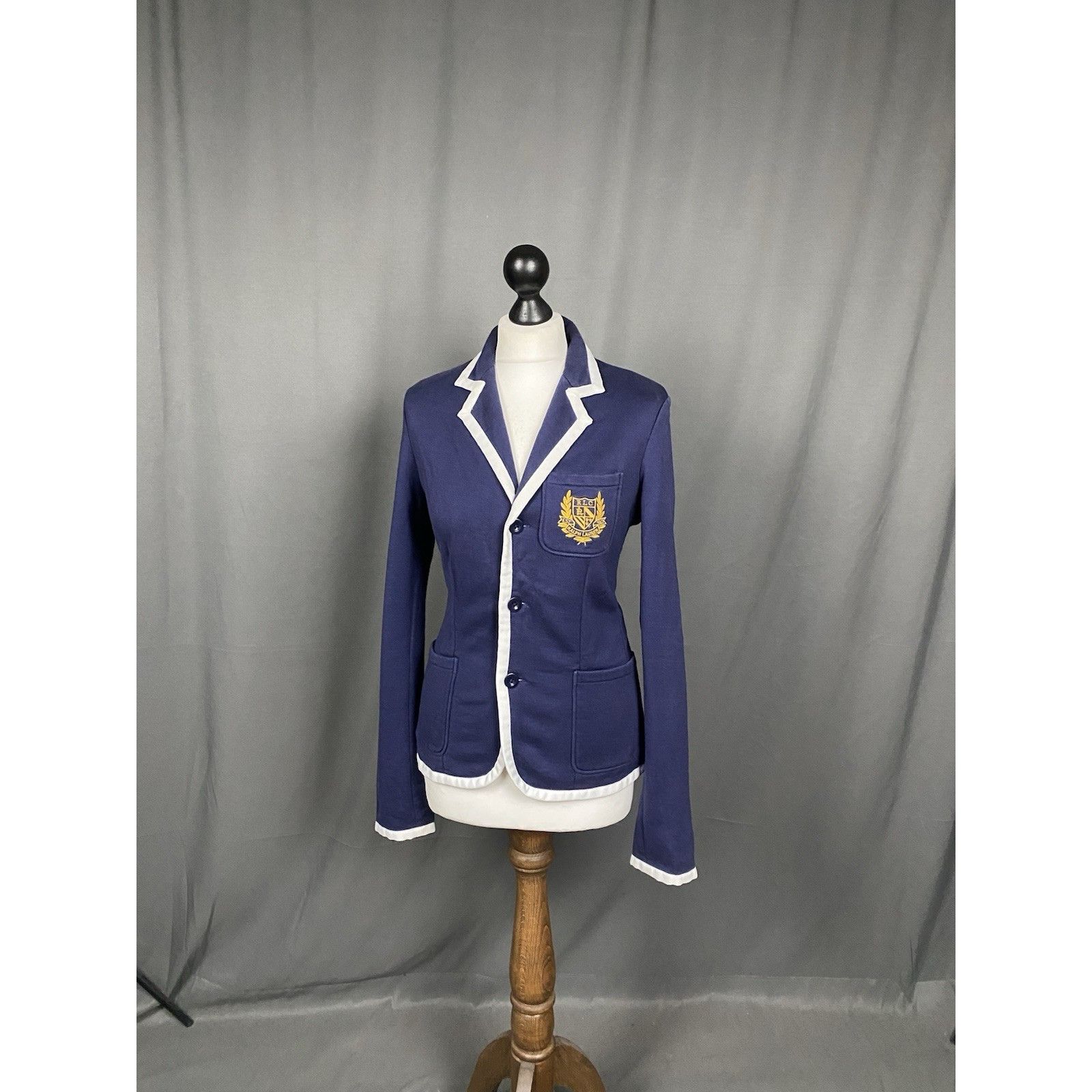 Ralph Lauren Ralph Lauren Contrast Lapel Big Logo Women's Blue Blazer Jac Size M / US 6-8 / IT 42-44 - 4 Thumbnail