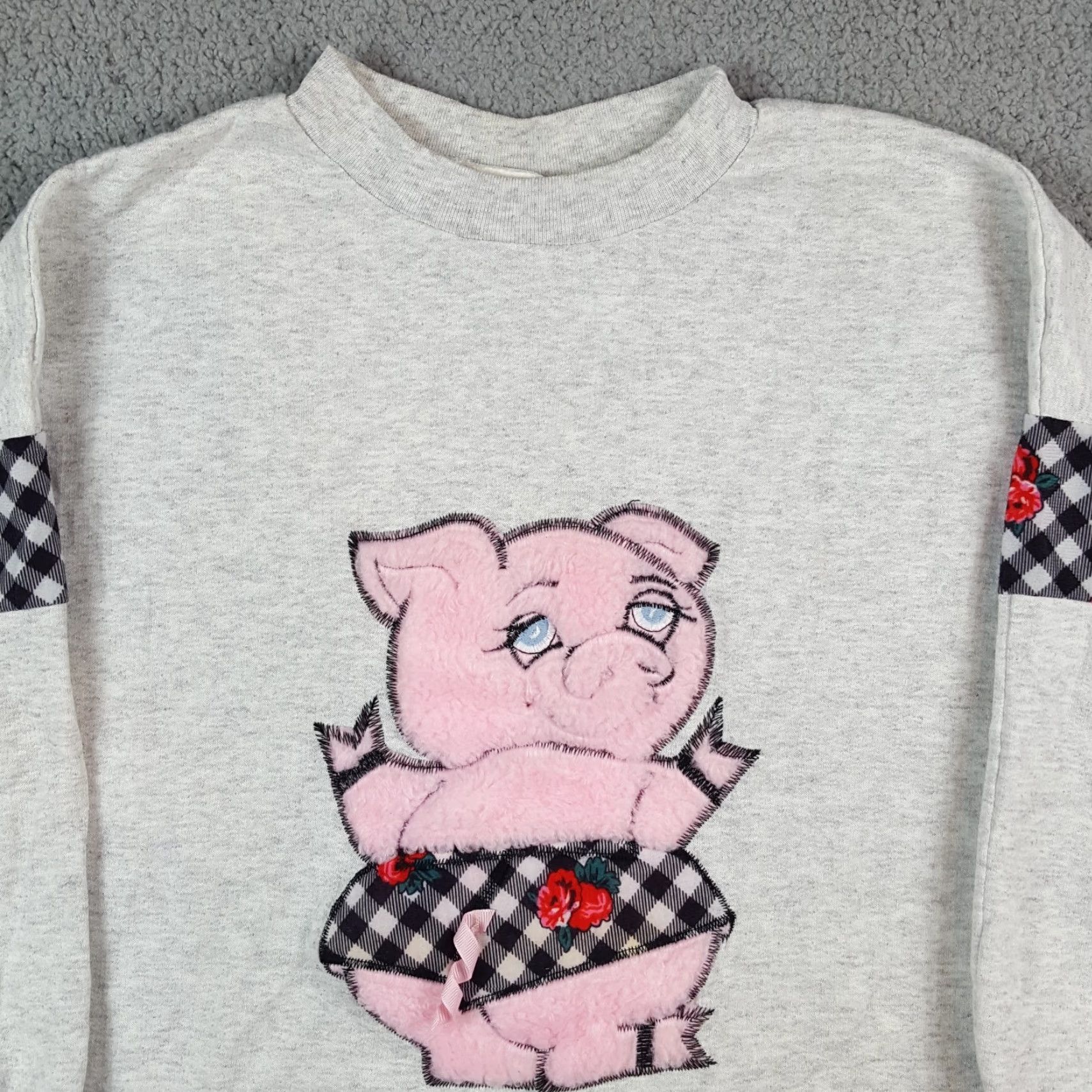 Vintage VINTAGE 80s Jessica Alexandra Women's T-Shirt Short Sleeve XL Gray Cartoon Pig Farm Retro Y2K Animals Farmhouse Size XL / US 12-14 / IT 48-50 - 2 Thumbnail