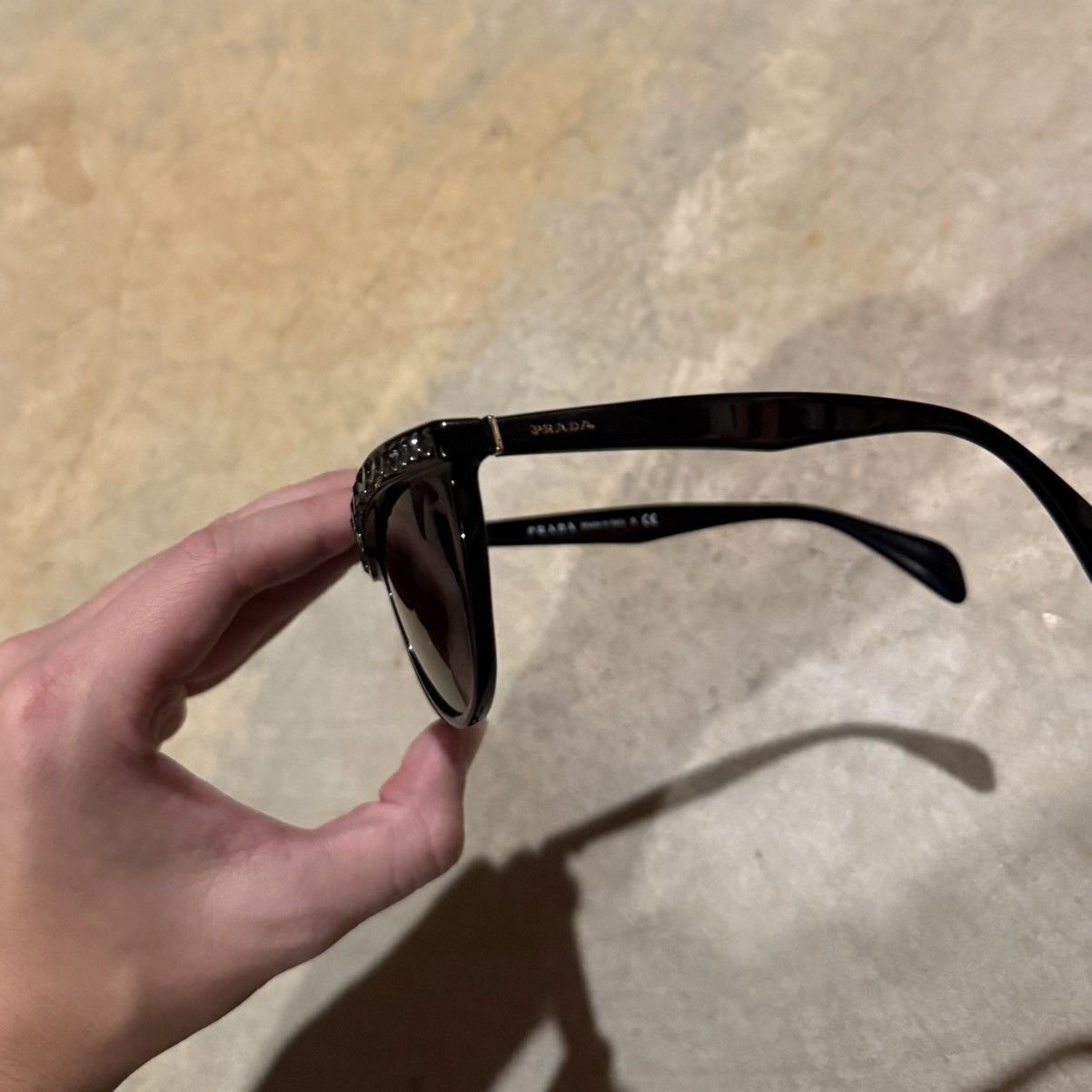 Prada Prada Cat Eye Crystal Sunglasses Black Havana SPR 04P Size ONE SIZE - 9 Thumbnail