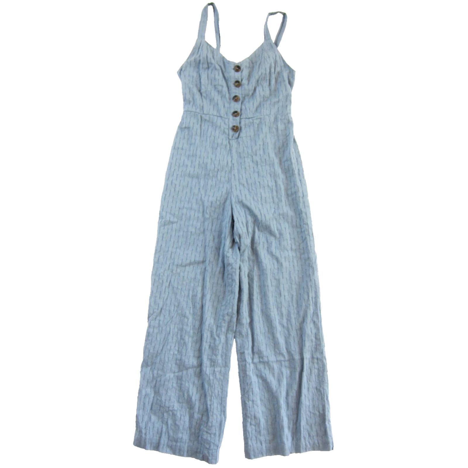 Vintage Japna Jumpsuit Women Small Blue 100% Cotton Wide Leg Romper NWT Pockets V-Neck Sleeveless Spring Summer Fall Women Mens? Size 28" / US 6 / IT 42 - 2 Thumbnail