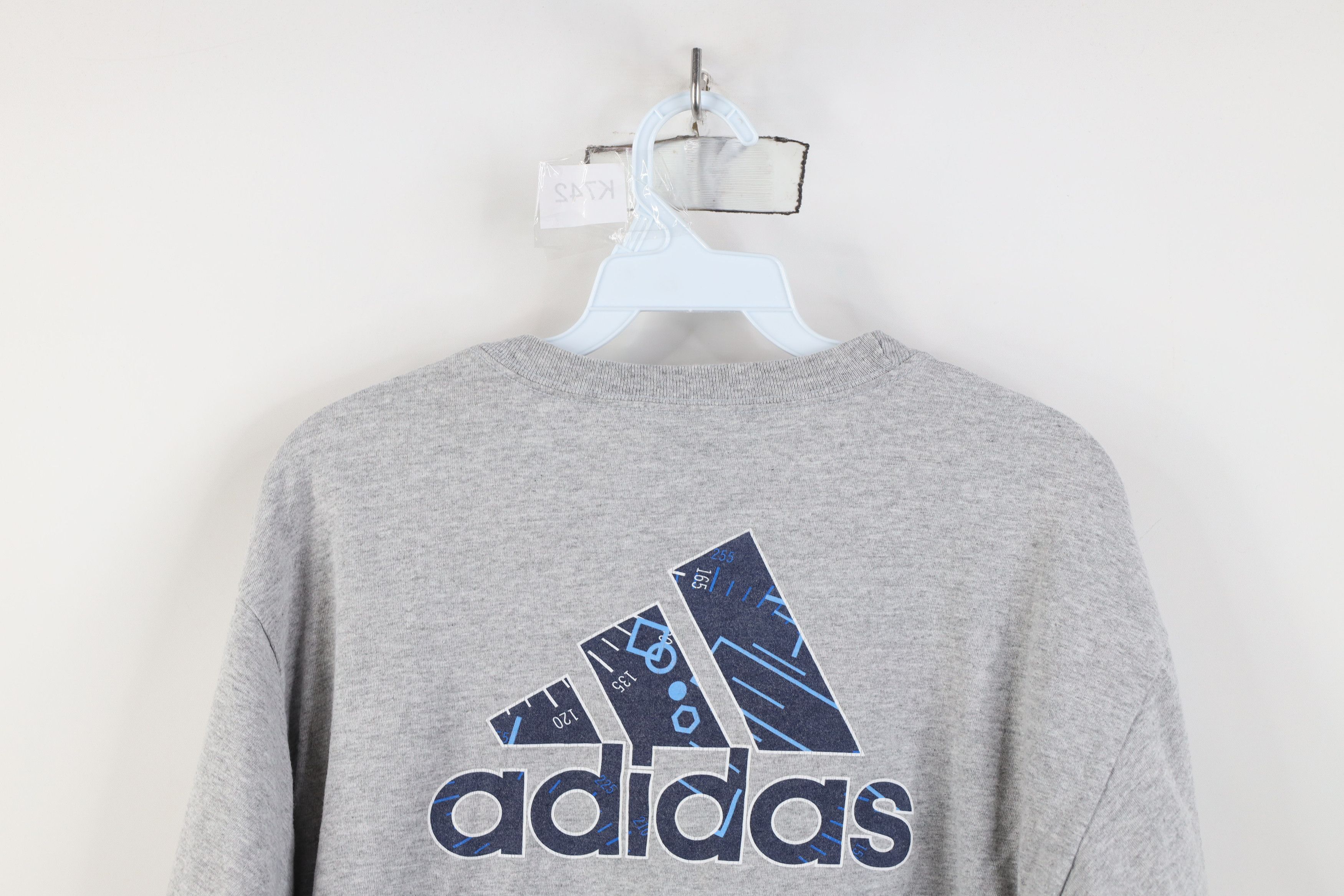 Adidas Vintage 90s Y2K Adidas Big Logo Long Sleeve T-Shirt Gray Size US M / EU 48-50 / 2 - 13 Thumbnail