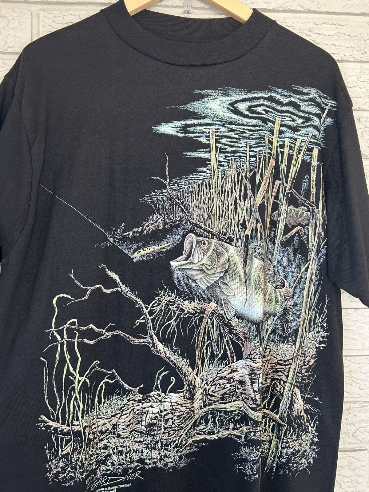 Vintage Vintage 90s Bass Fishing T Shirt Size US L / EU 52-54 / 3 - 4 Thumbnail