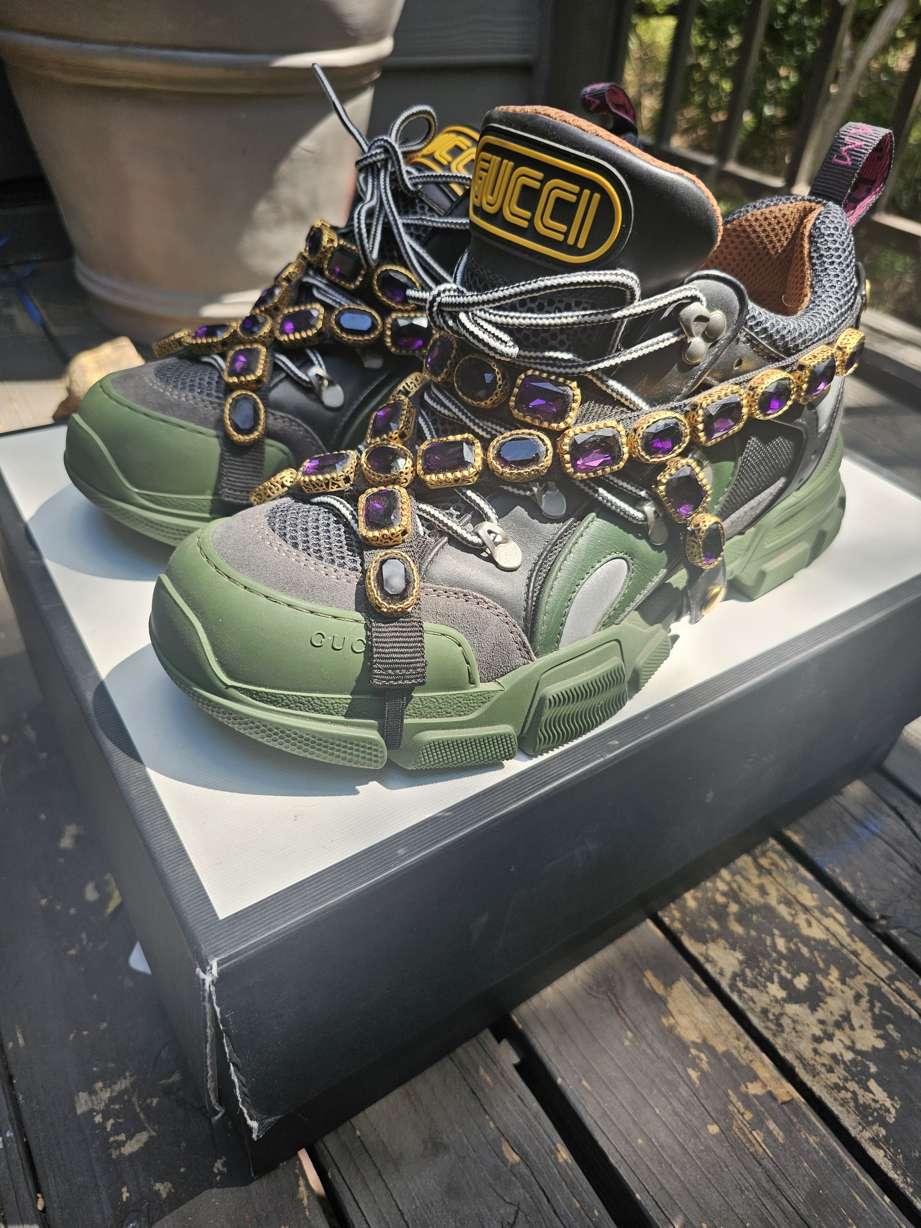 Gucci Flashtrek SEGA green with Swarovski crystals