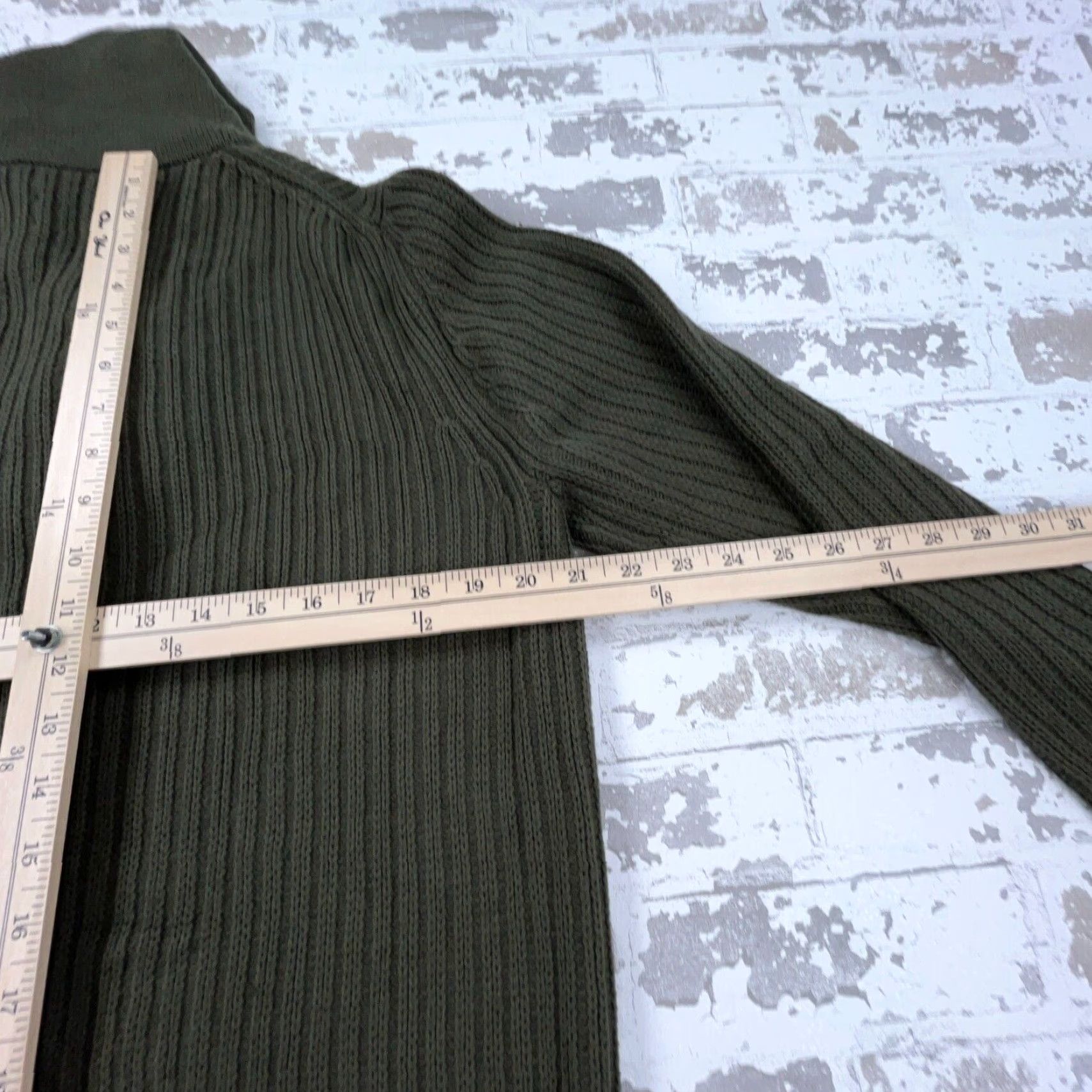 Olive VINTAGE Duluth Men’s Heavy Knit Shawl Collar Sweater Olive Green All Seasons Casual M Size US M / EU 48-50 / 2 - 7 Thumbnail