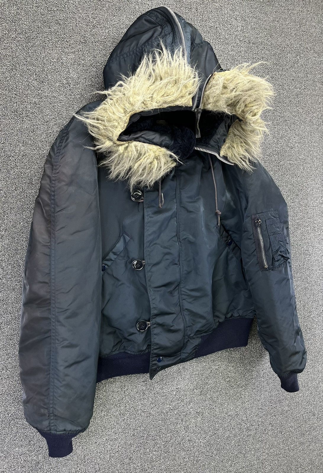 ジャケット・アウター Alpha N-2B Flight Jacket Black Vintage Vintage N-2B Alpha Industries Hooded Bomber Flight Jacket