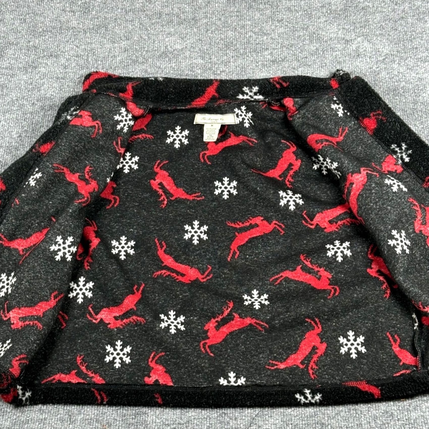 Vintage The Barrage Co. Christmas Fleece Button Jacket Women M Black Reindeer Snowflake Print Pattern Holiday Wear Casual Workwear Size M / US 6-8 / IT 42-44 - 3 Thumbnail
