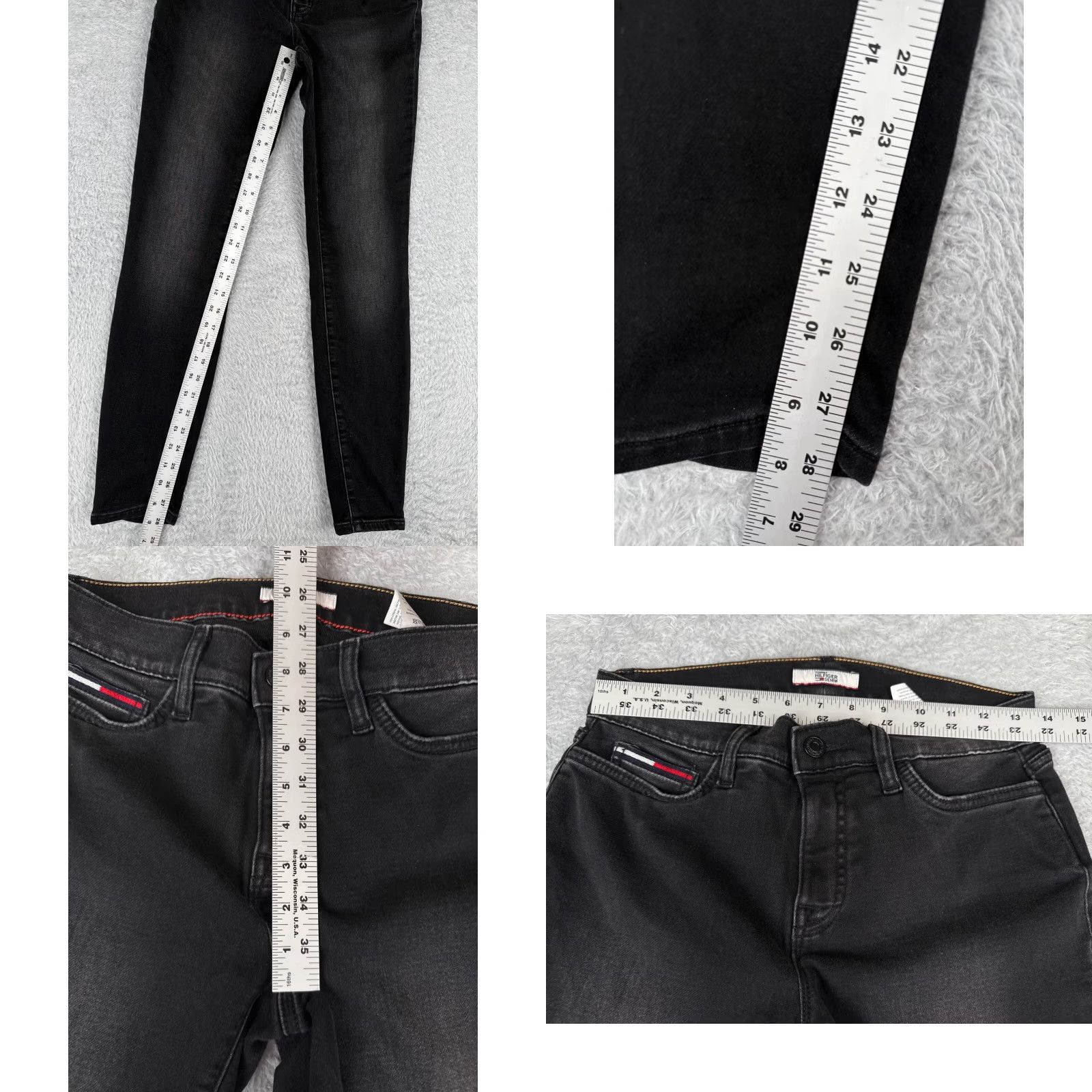 Tommy Hilfiger Tommy Hilfiger Jeans Womens 4 Black Denim Skinny Tapered Mid Rise Cotton 27x28 Jeans Womens Black Tomm y Hilfiger Size 27" / US 4 / IT 40 - 8 Thumbnail