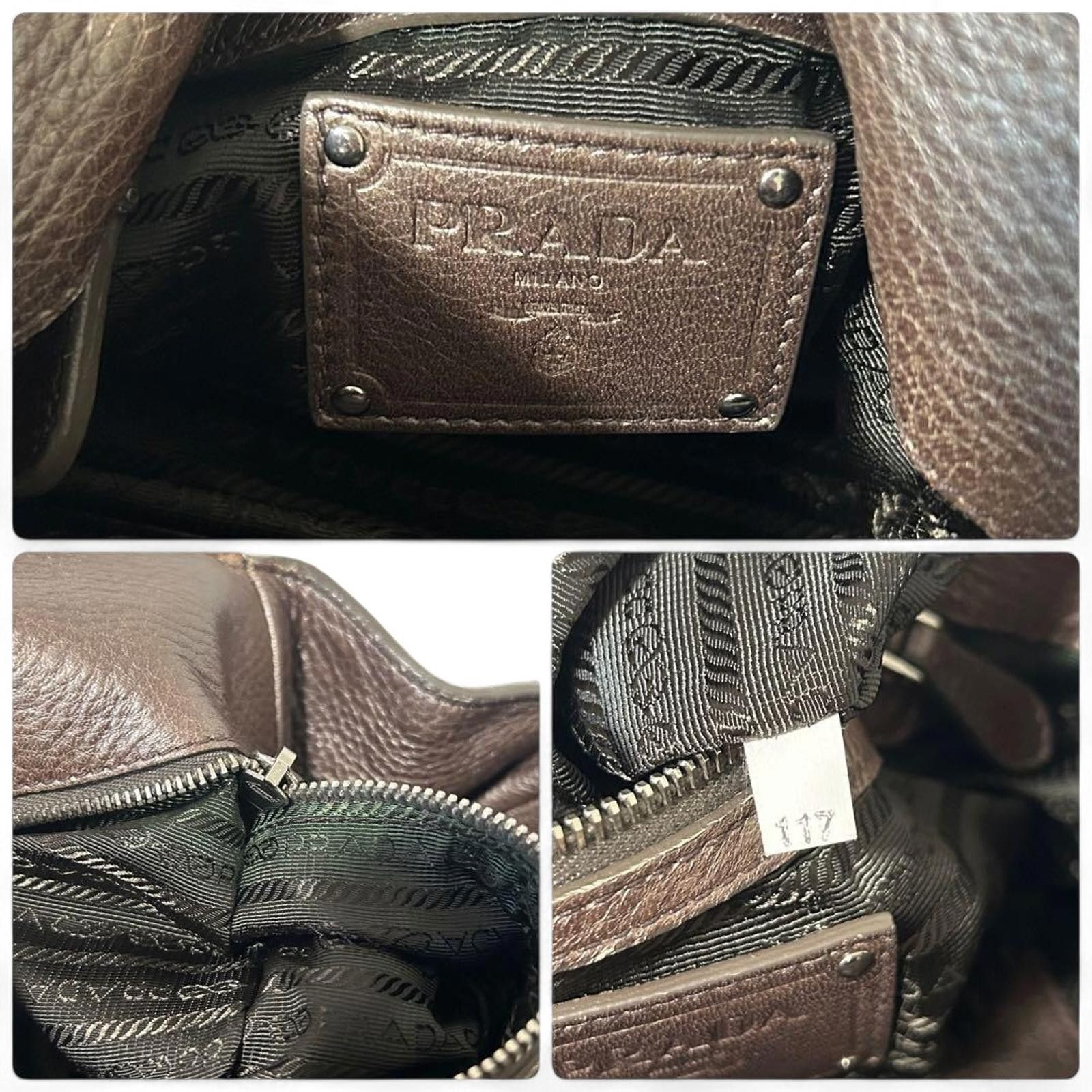Prada Prada - Brown Leather Handbag Front Pocket Size ONE SIZE - 8 Thumbnail