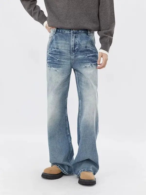 VIBE American retro washed lightning pattern trendy jeans Size US 32 / EU 48 - 6 Thumbnail