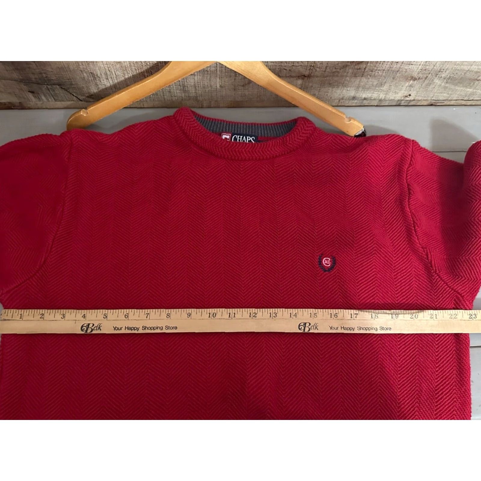 Chaps VINTAGE Chaps Ralph Lauren Sweater Men Pullover Large Knit Red 100% Cotton Cable-Knit Collared Logo Pattern Solid Long Sleeve Size US L / EU 52-54 / 3 - 4 Thumbnail