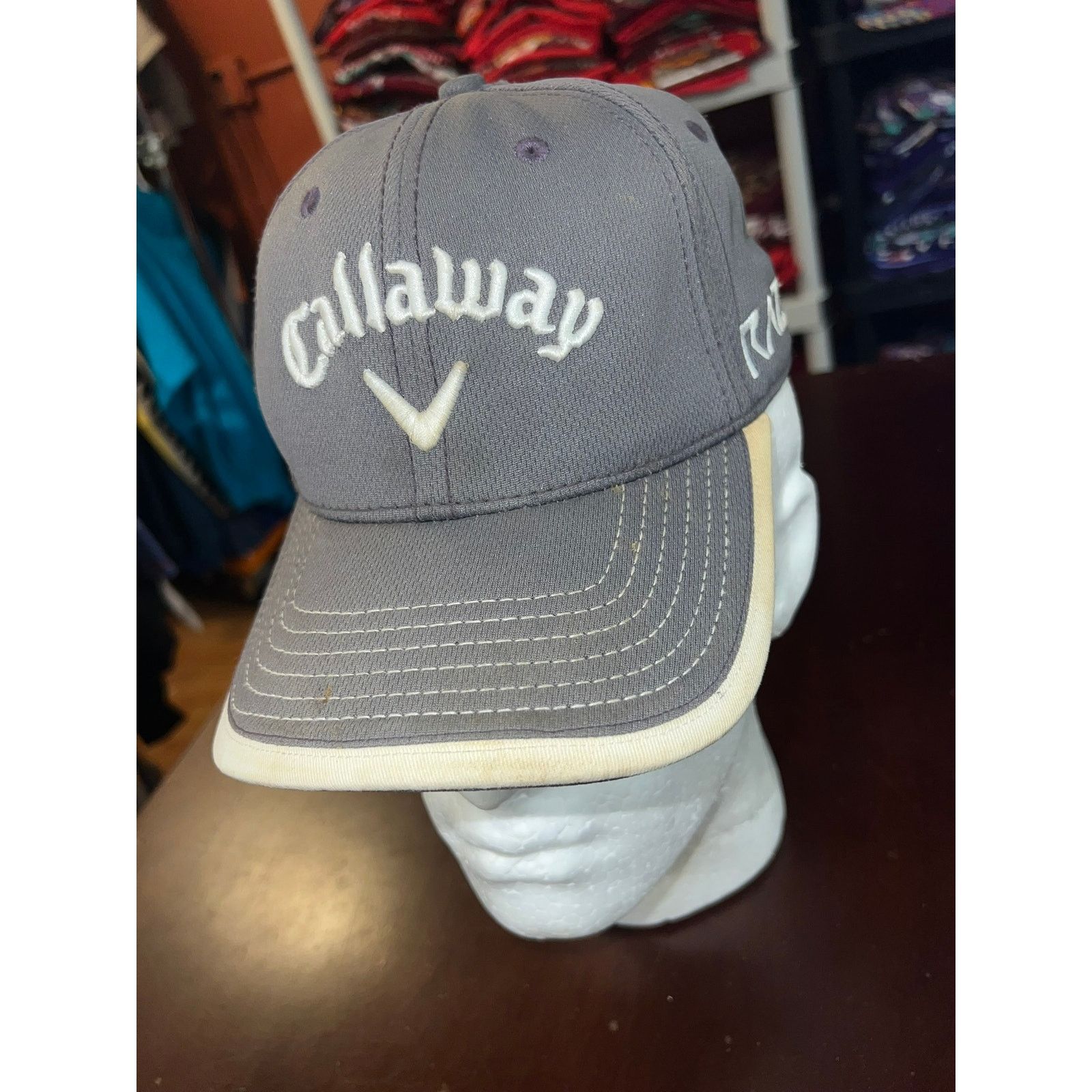 Callaway Callaway Gray Golf Hat Razr Odyssey Hex Black Tour Yellowed Size ONE SIZE - 3 Thumbnail