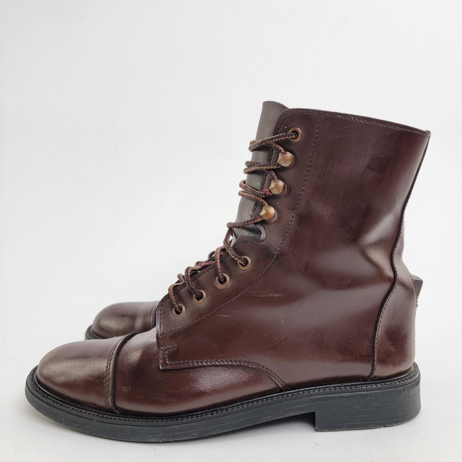 Vintage Vintage 90s Brown Leather Capped Toe Cottage Boots - 6 Size US 6 / IT 36 - 2 Thumbnail