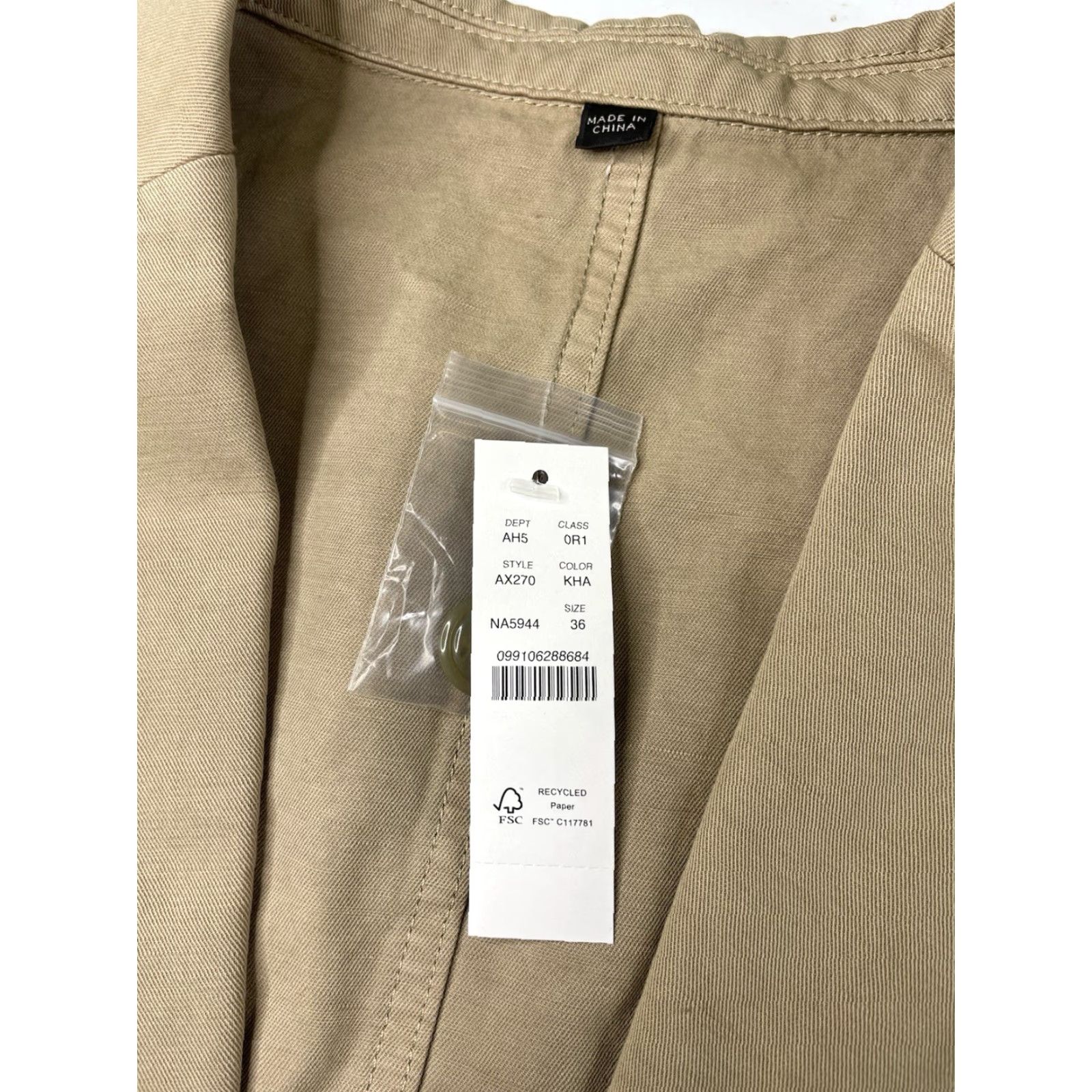 J.Crew J.CREW Suit Jacket Single-Breasted 2-Button Notch Lapel Cotton Linen Beige 36 Regular Mens NWT Size 36R - 3 Thumbnail