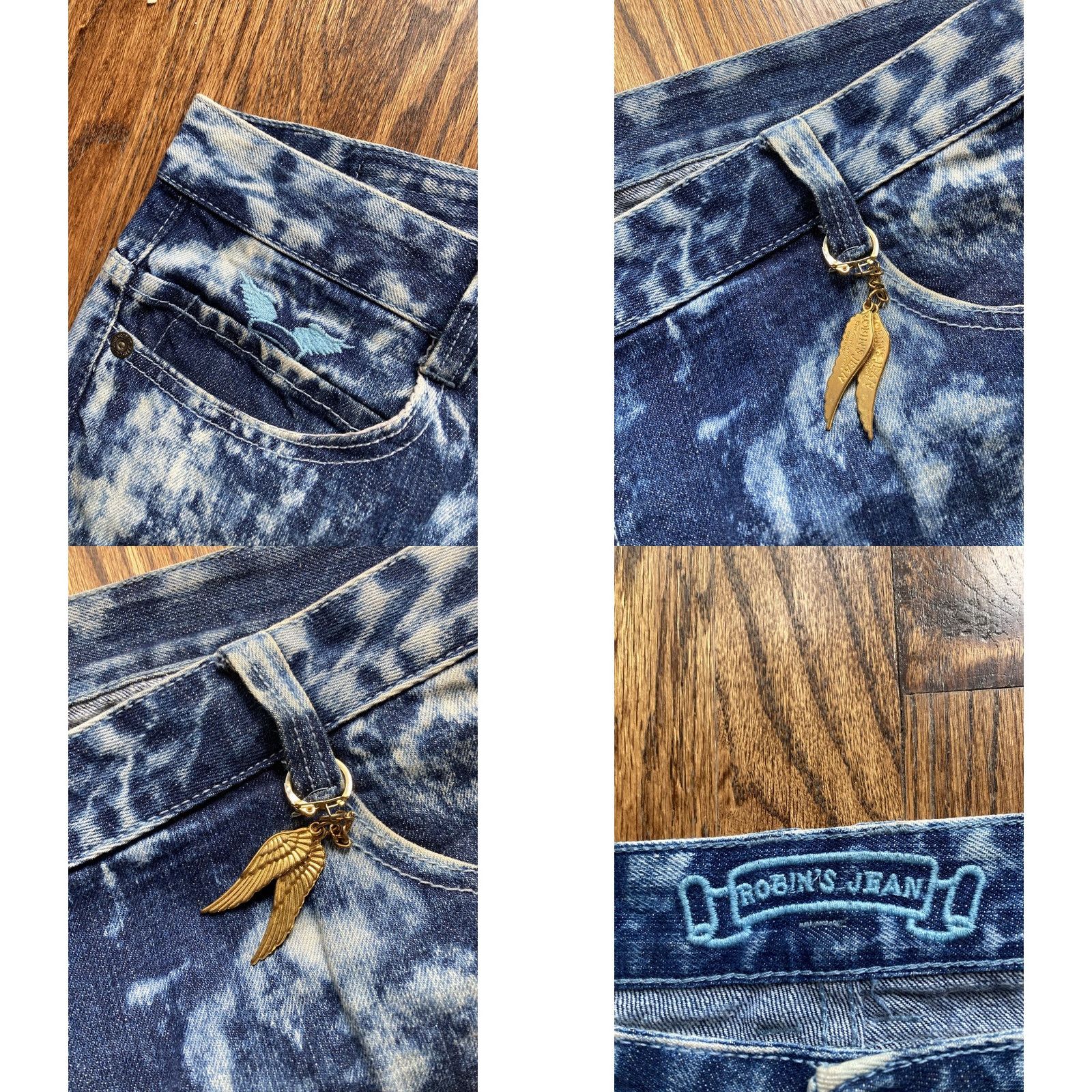 Vintage Robins Jeans Mens 42 Embellished Studded Long Flap Pocket Blue Acid Wash Denim Jeans 5-Pocket Design Straight Mens Size US 42 / EU 58 - 8 Thumbnail