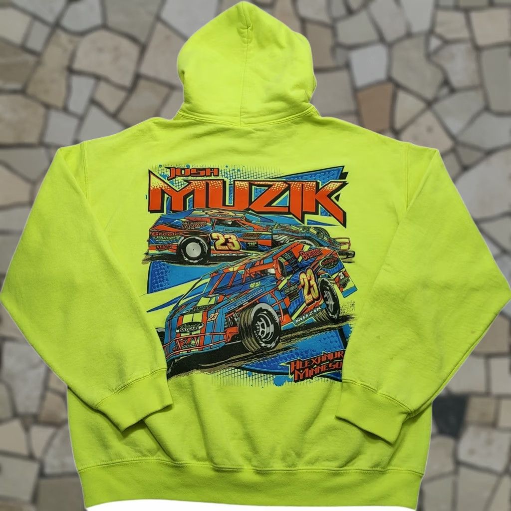 Gildan VINTAGE Gildan Hoodie Sports Racing Modified Dirt MN Track Adult L Green Crew Neck Pullover Hooded Long Sleeve Graphic Print Mens Mens? Size US L / EU 52-54 / 3 - 1 Thumbnail
