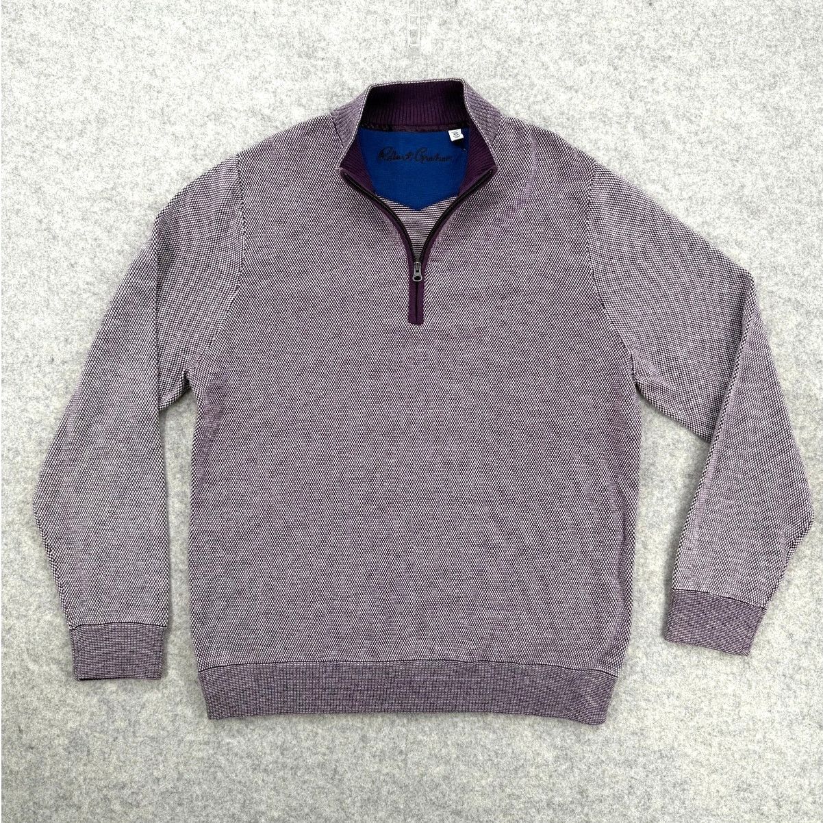 Robert Graham NWT Robert Graham Shane Purple Quarter Zip Knit Sweater Size US XL / EU 56 / 4 - 1 Thumbnail