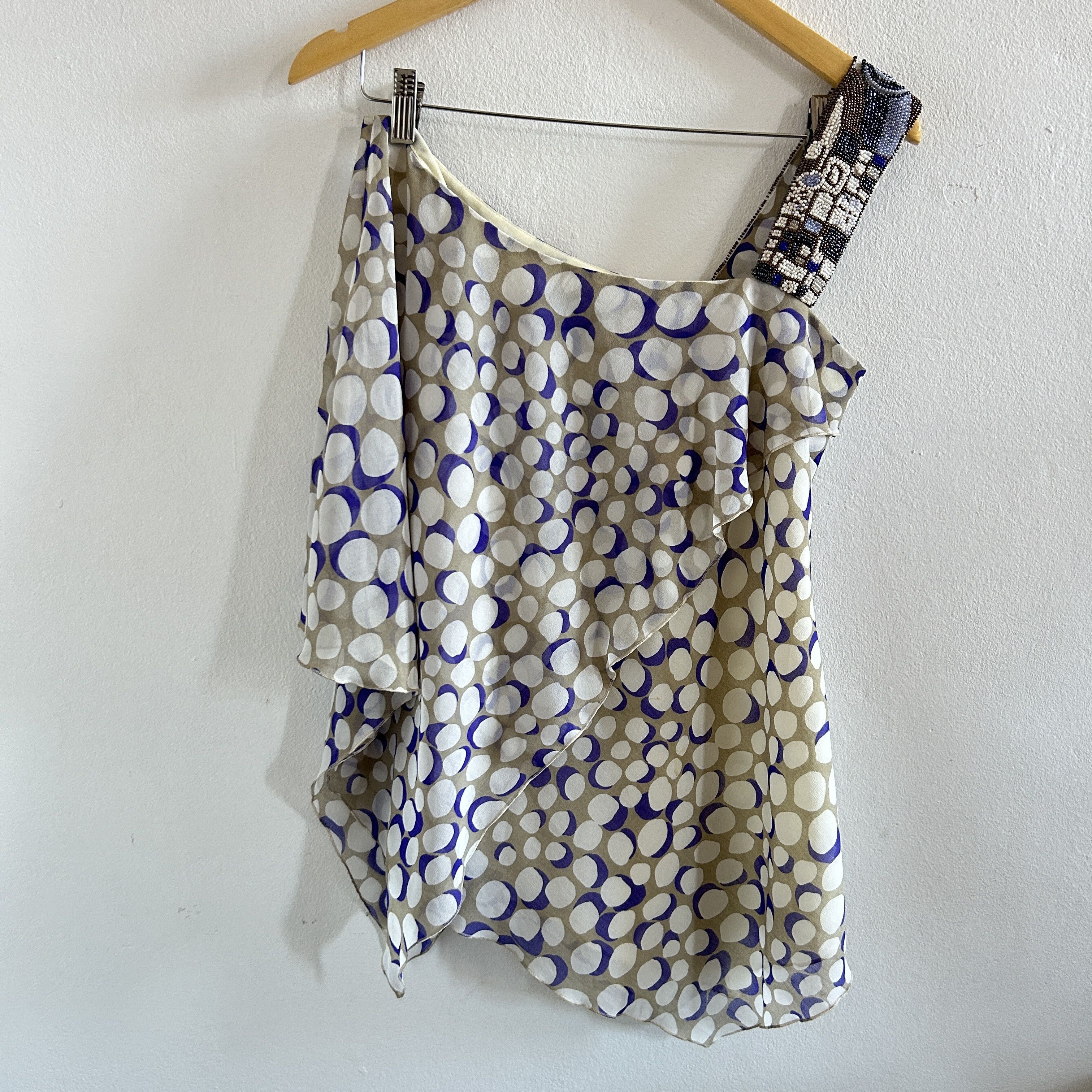 Vintage Vintage Y2K Asymmetrical Polka Dot Blouse Size M / US 6-8 / IT 42-44 - 9 Thumbnail