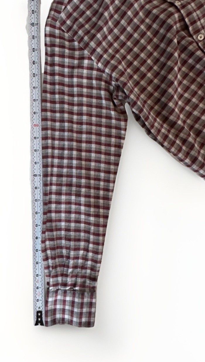 Canali Canali Medium Button Down Red Grey Flannel Cotton Size US M / EU 48-50 / 2 - 7 Thumbnail