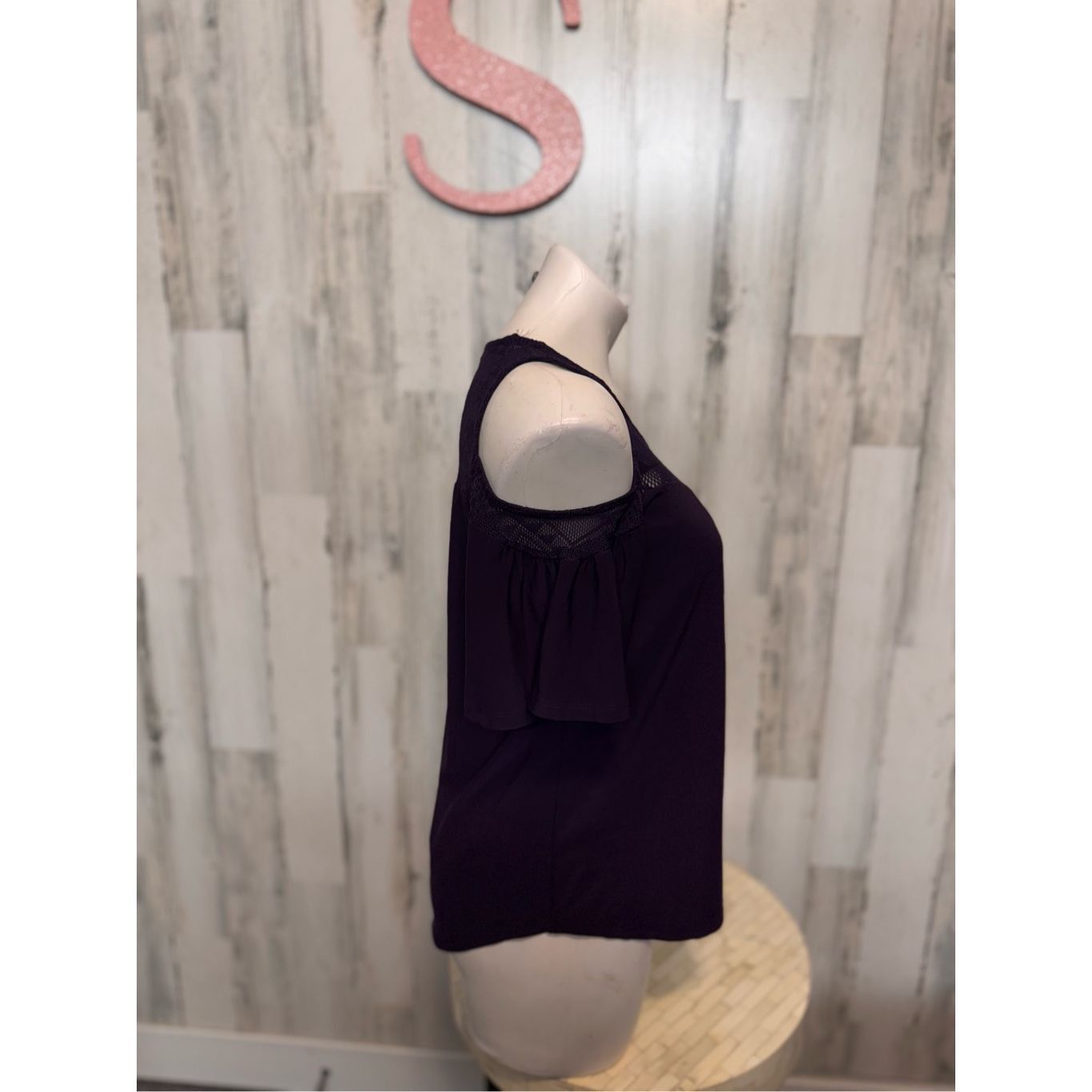 Other AUW Purple Cold Shoulder Top Small – Lace Yoke Blouse, Boho Size S / US 4 / IT 40 - 7 Thumbnail