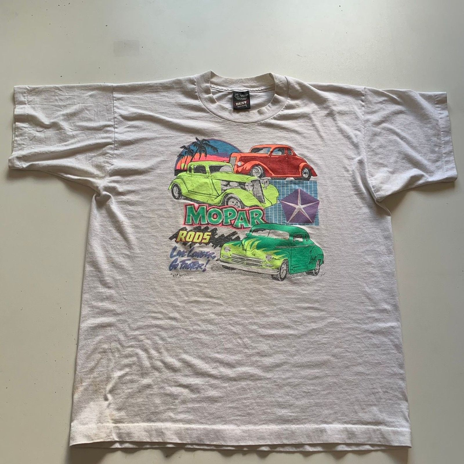 Vintage Vintage 90s Mopar Hot Rods Car Art T Shirt Large Made In USA Size US L / EU 52-54 / 3 - 1 Thumbnail