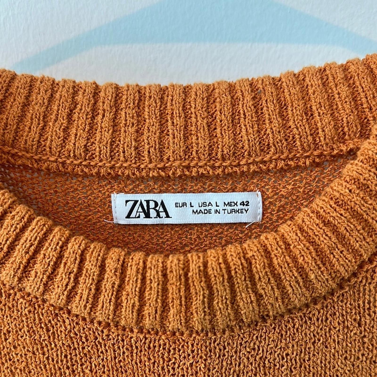 Zara Zara Orange Crewneck Knit Sweater Relaxed Fit Size US L / EU 52-54 / 3 - 2 Thumbnail