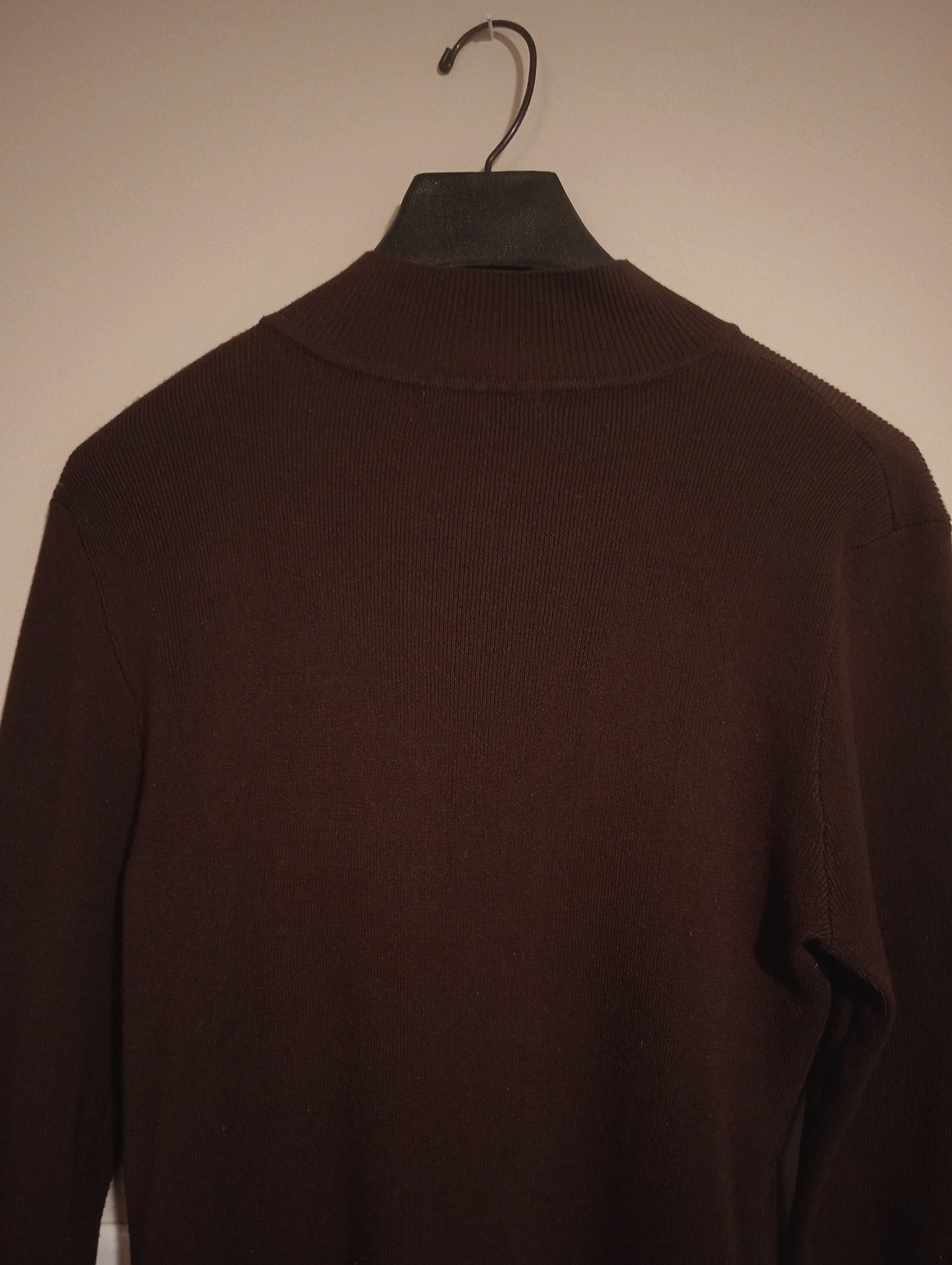One Piece Long Sleeve Brown Knit Dress with Zipper Front Neck Area Size L / US 10 / IT 46 - 4 Thumbnail