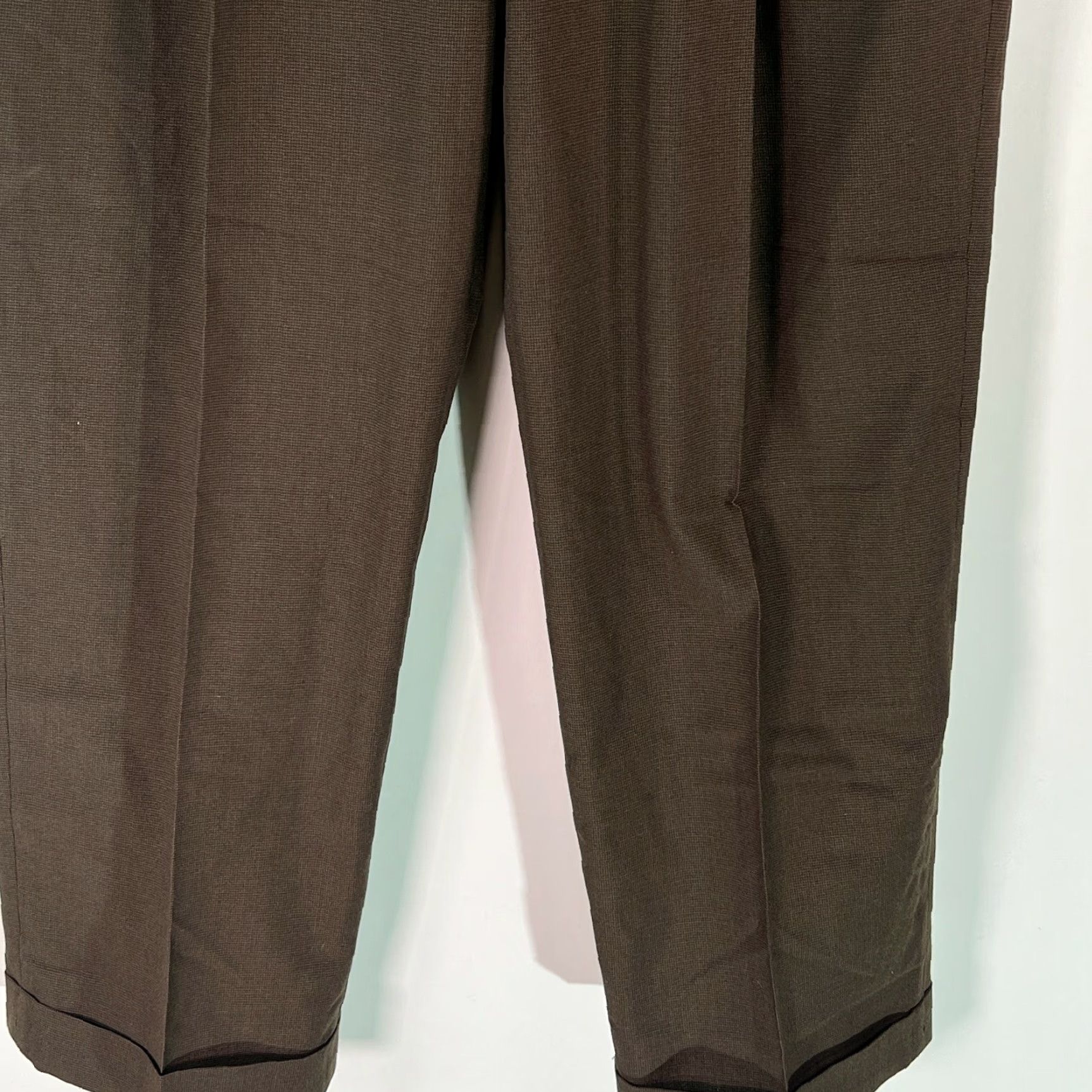 Vintage Louis Raphael Men Dress Pant Mid Rise Cuffed Chocolate Brown 34X29 Regular Stretch Pockets 34 Inseam Size US 34 / EU 50 - 5 Thumbnail