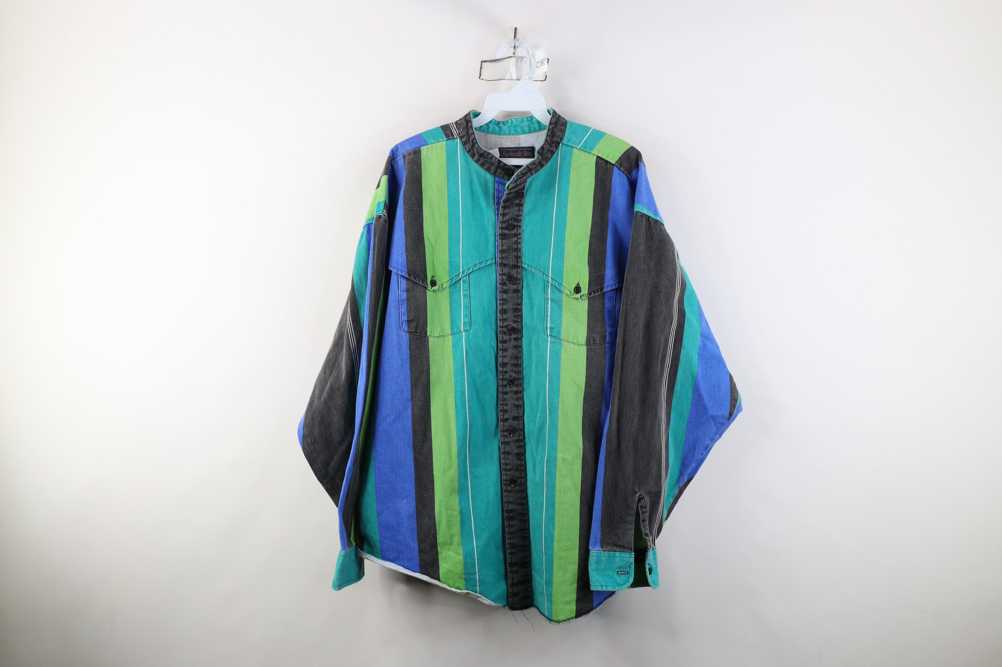 Vintage Vintage 90s Streetwear Western Band Collar Button Shirt USA Size US XL / EU 56 / 4 - 1 Thumbnail