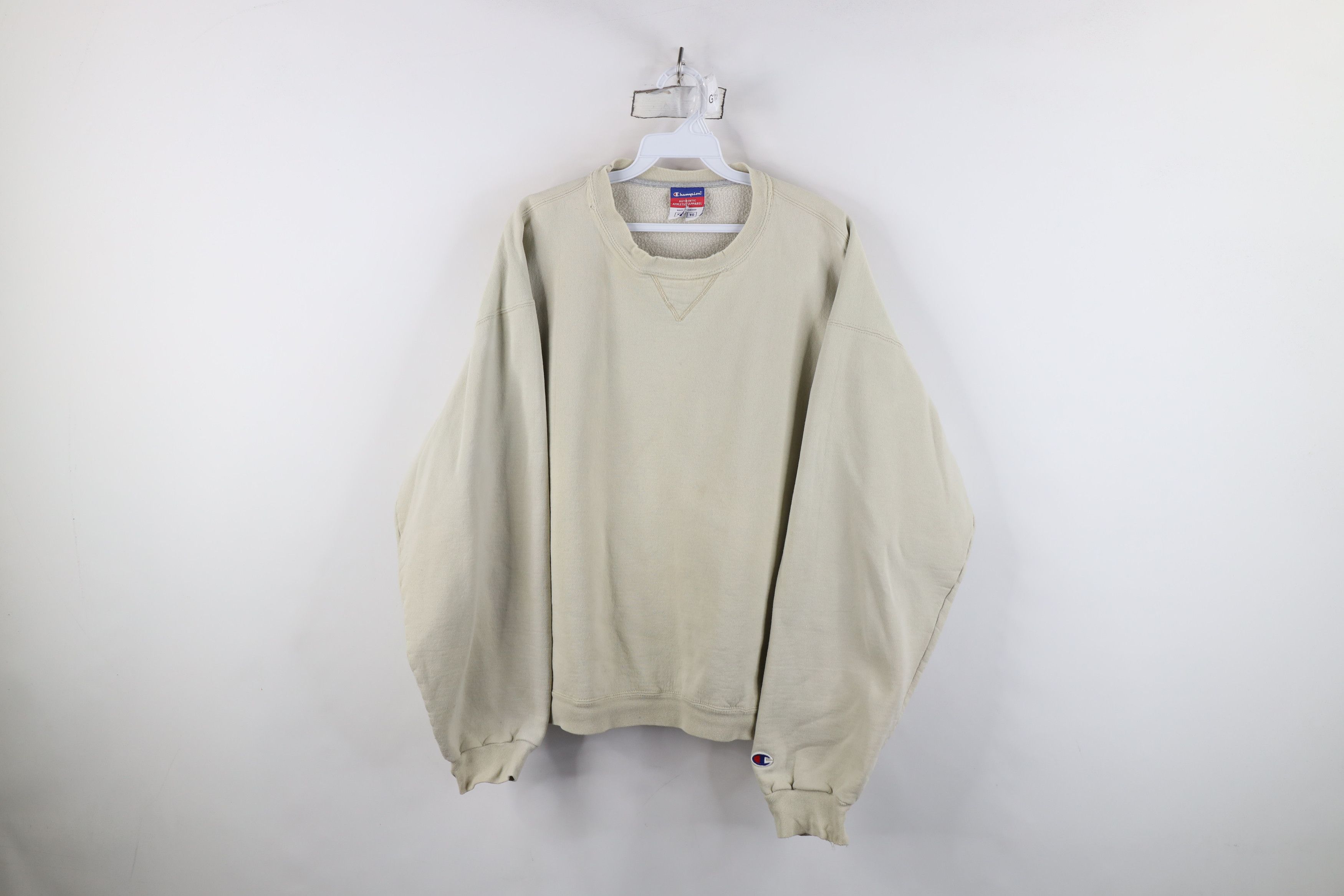 Champion Vintage 90s Champion Boxy Fit Crewneck Sweatshirt Beige Size US XL / EU 56 / 4 - 1 Thumbnail