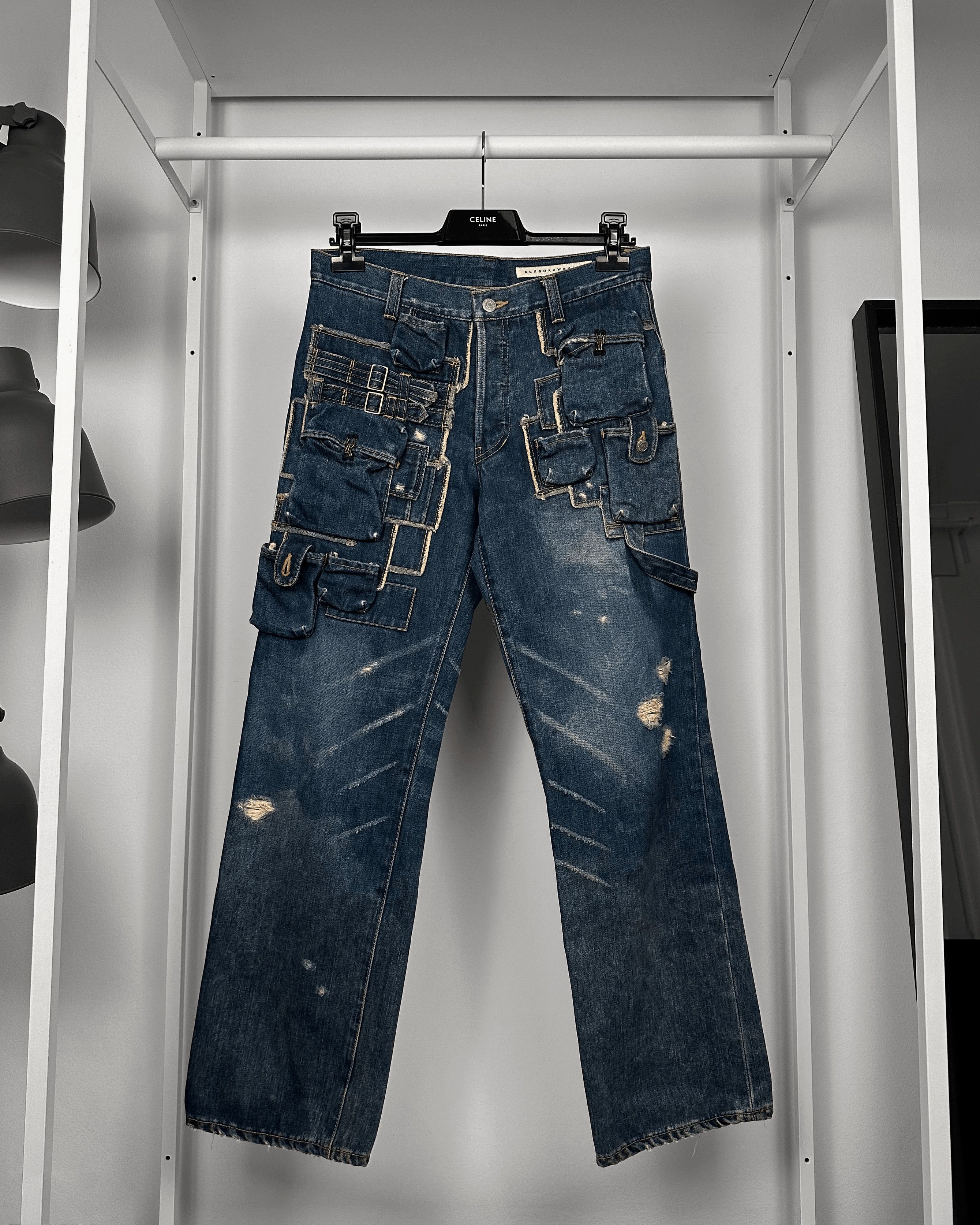 Issey Miyake Sunao Kuwahara Multi Pocket Cargo Jeans Size US 30 / EU 46 - 1 Thumbnail