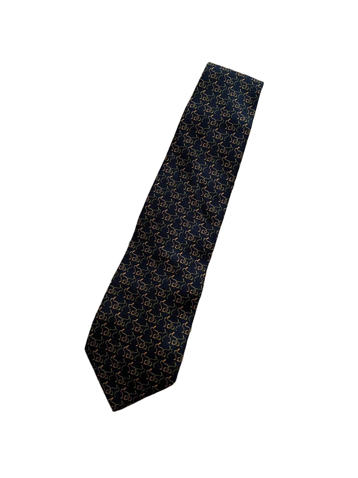 Vintage Salvatore Ferragamo Silk Neck Tie Rabbit Bunny Black