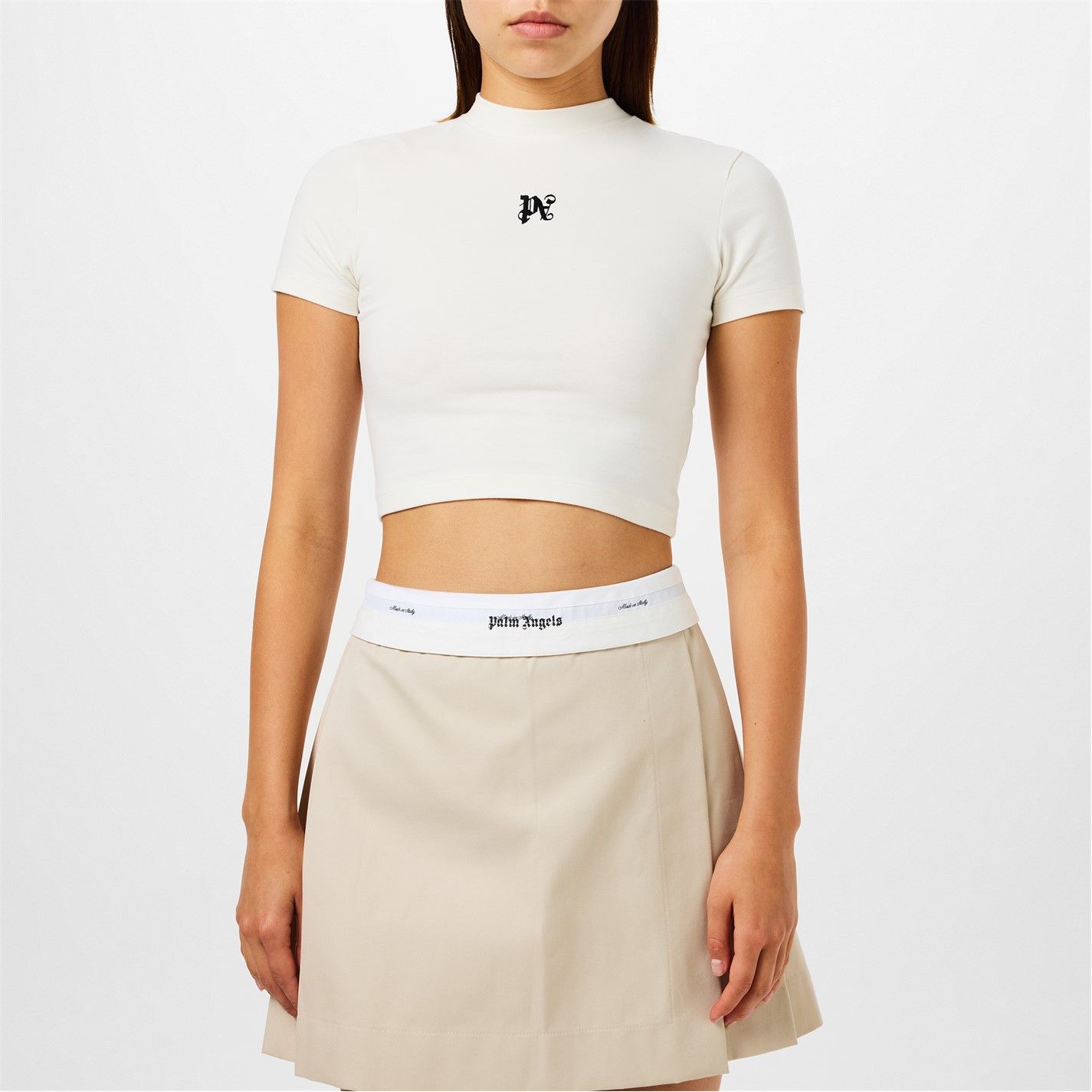 Palm Angels o1g2r1mq0325 Monogram Fitted T-Shirt in White Size M / US 6-8 / IT 42-44 - 3 Thumbnail