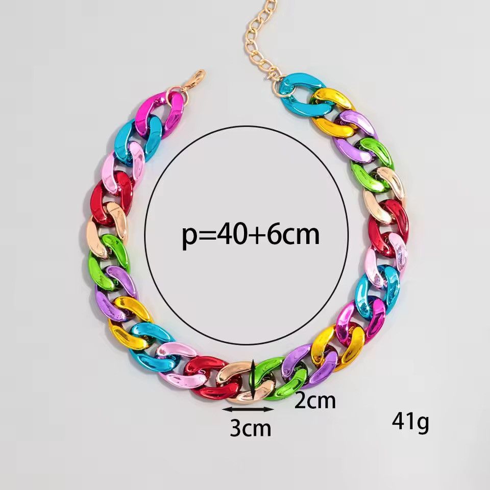 Other Y2K Acrylic Cuban Chain Choker Necklace Size ONE SIZE - 2 Thumbnail