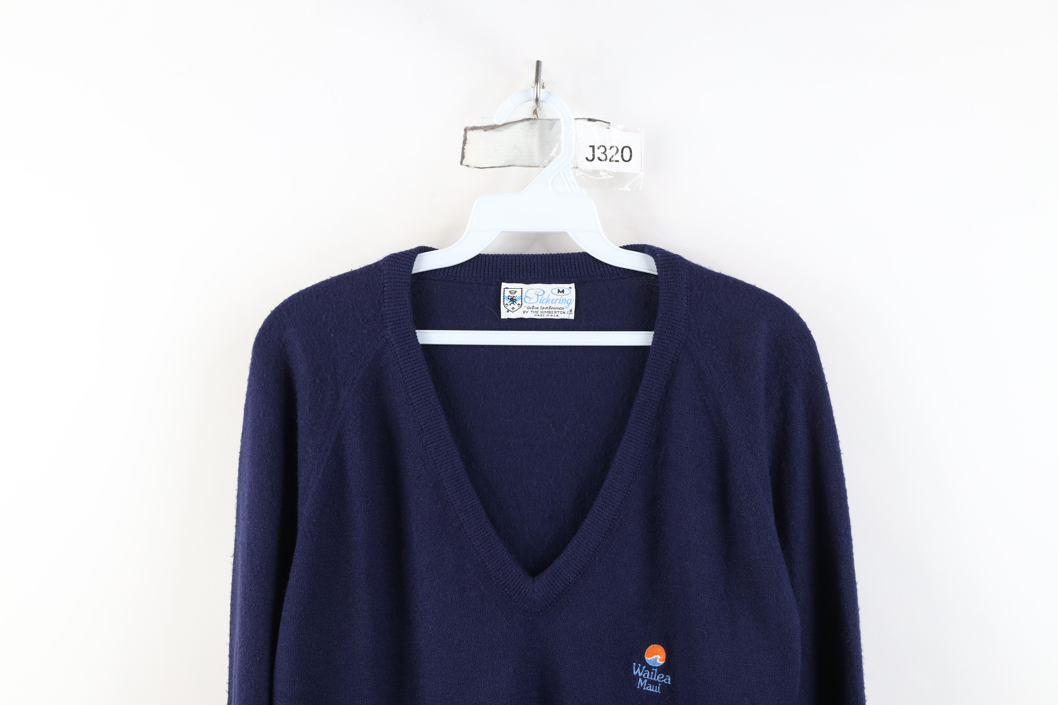 Vintage Vintage 70s Streetwear Soft Knit V-Neck Sweater Blue USA Size US M / EU 48-50 / 2 - 2 Thumbnail
