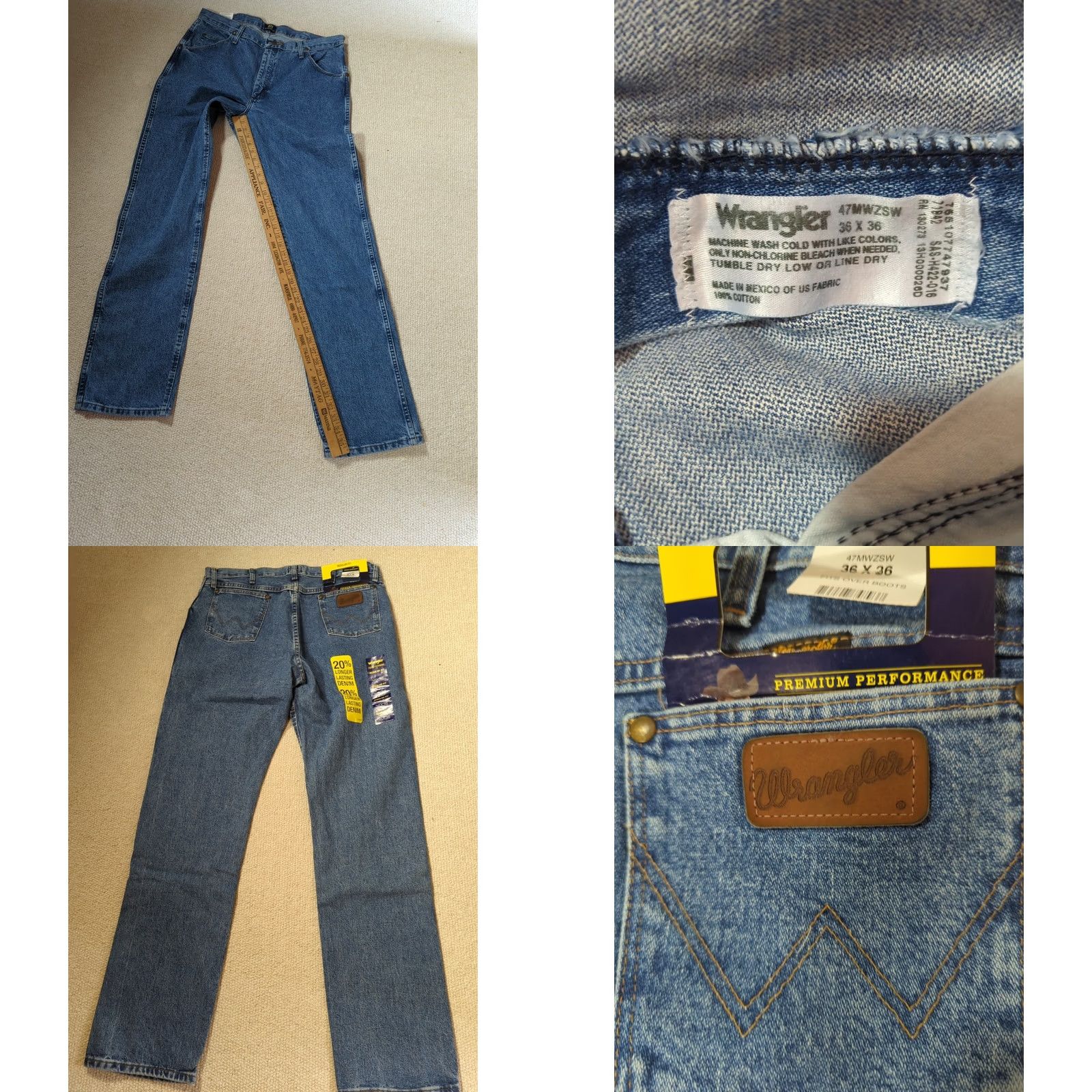 Wrangler VINTAGE Wrangler Cowboy Cut Premium Performance Blue Jeans 47 MWZ Regular Fit 36x36 Size US 36 / EU 52 - 9 Thumbnail