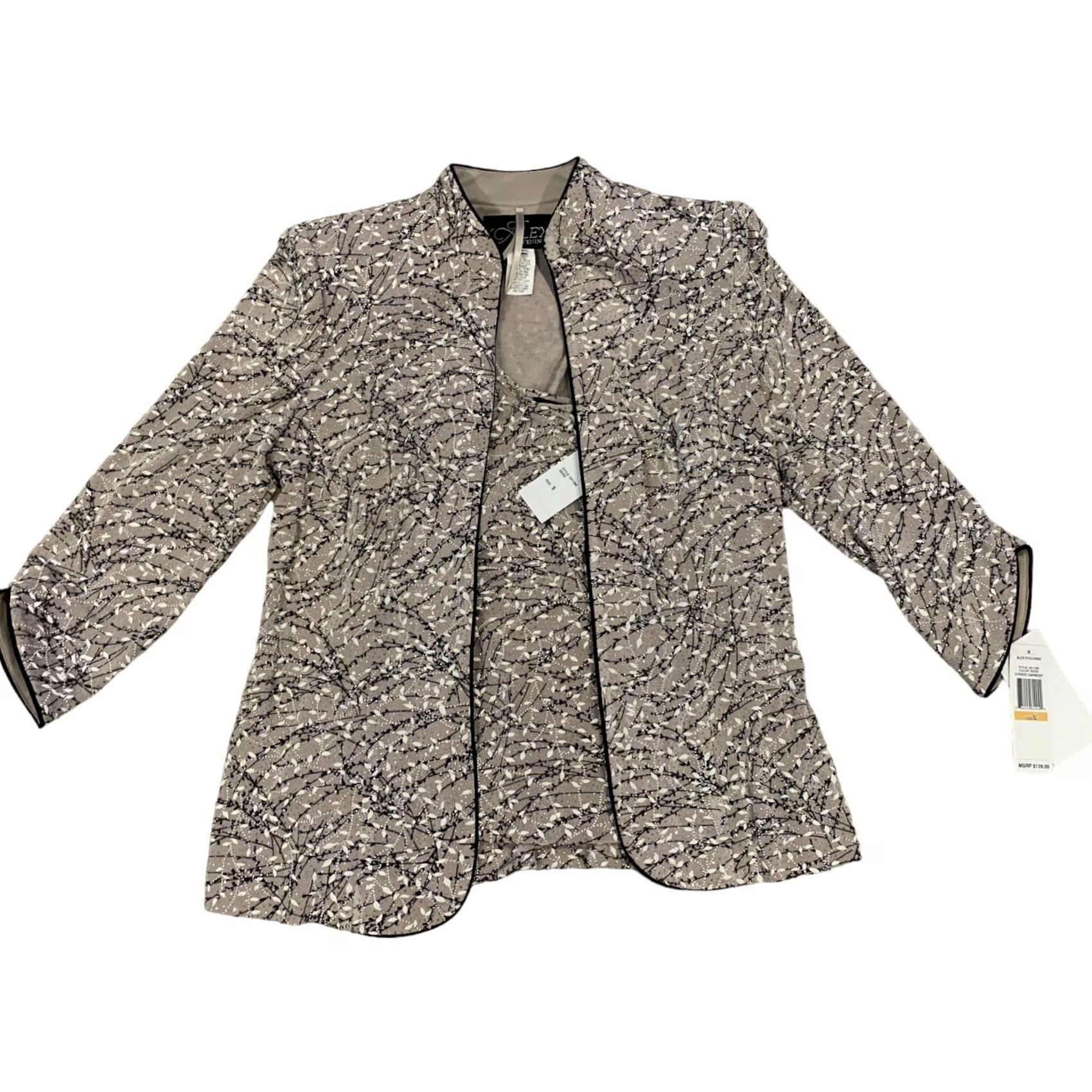 Alex Evenings Alex Evenings Jacket Dress Top Size S Women Beige Glitter Rhinestone Long Sleeve Round Neck Party Cocktail Fall Spring Winter Regular Size S / US 4 / IT 40 - 2 Thumbnail