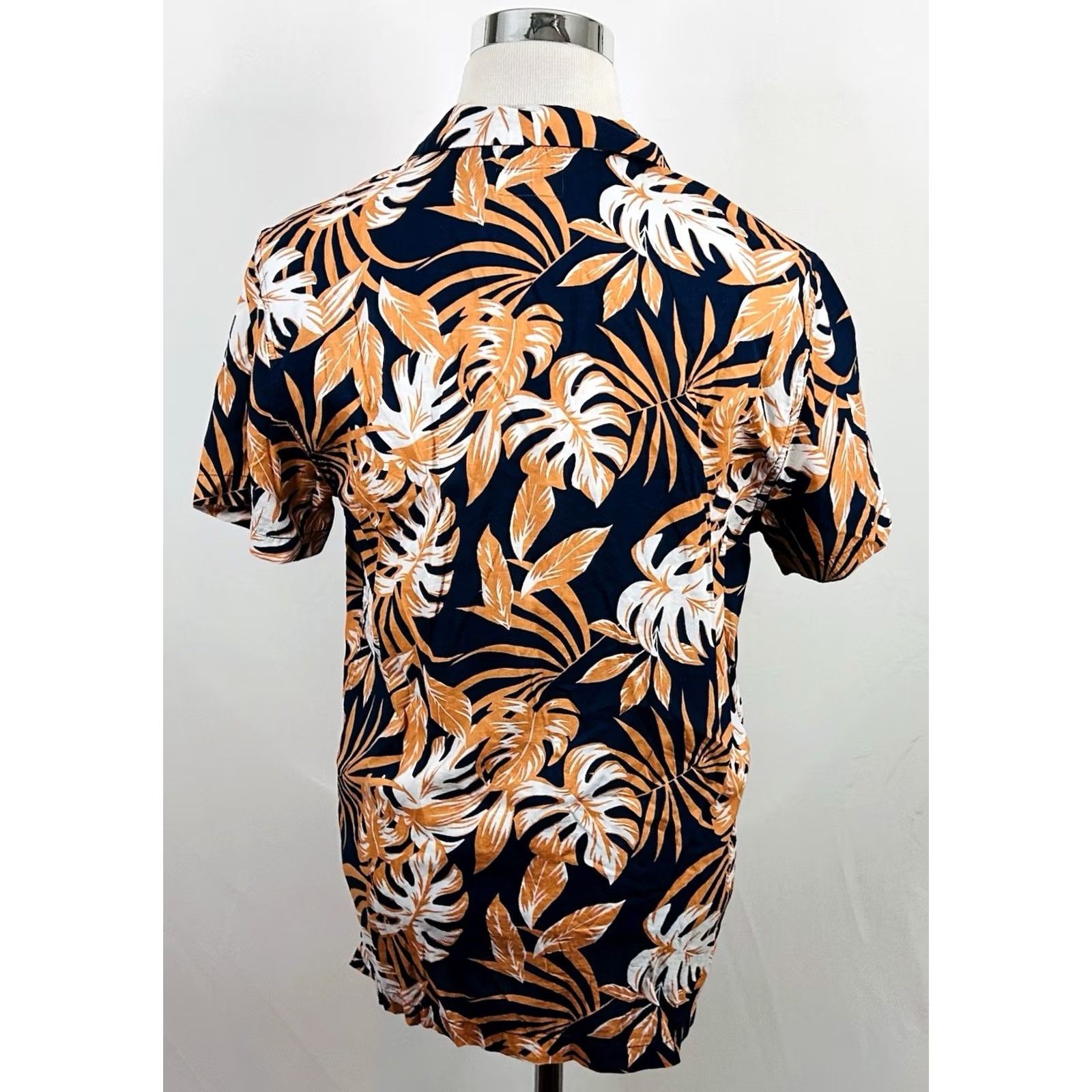 Onia Onia Medium Hawaiian Aloha Shirt Navy Blue Orange Floral Palms Cotton Blend Shirt M Blue Floral Hawaiian Size US M / EU 48-50 / 2 - 4 Thumbnail