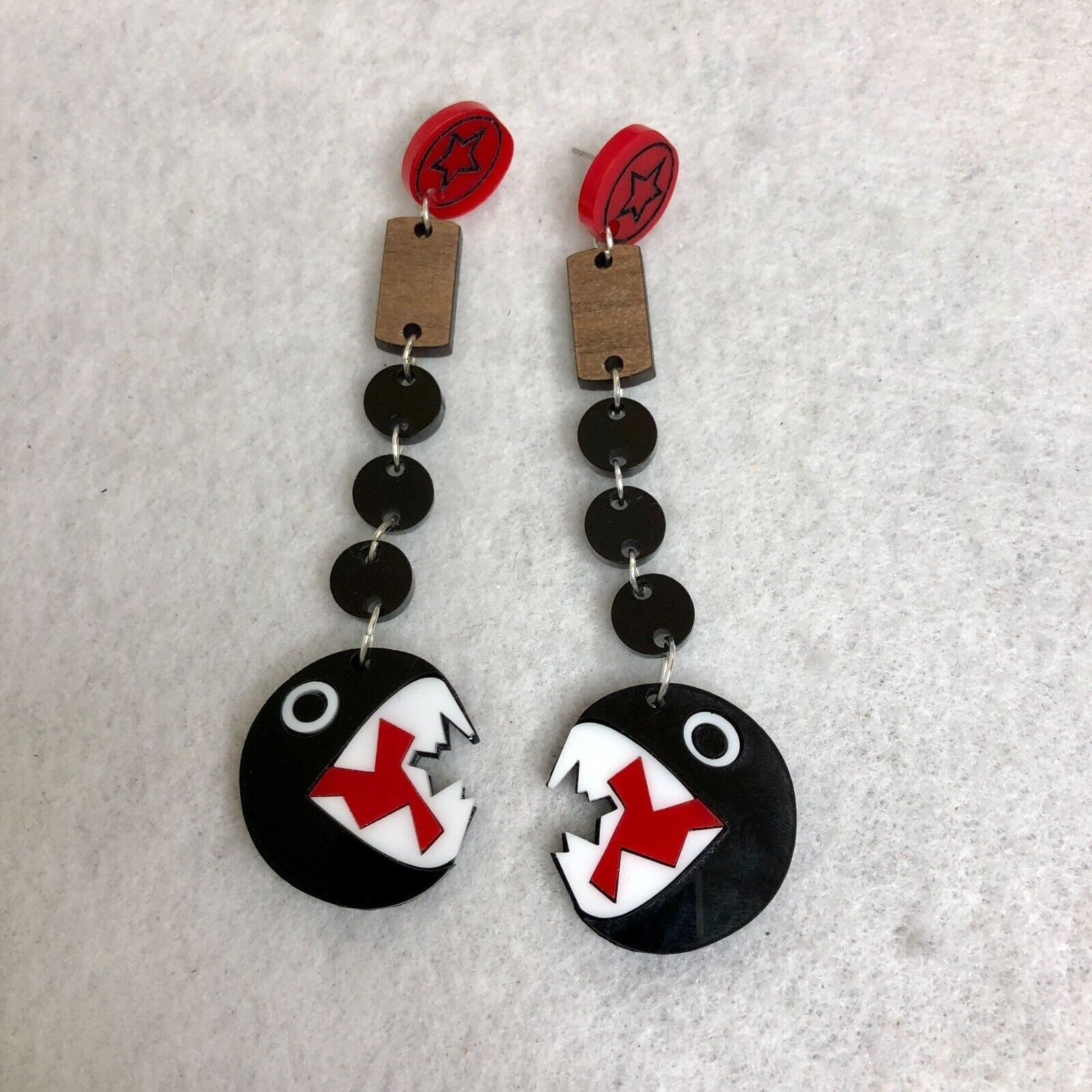 Nintendo Super Mario Chain Chomp Dangle Earrings Size ONE SIZE - 2 Thumbnail