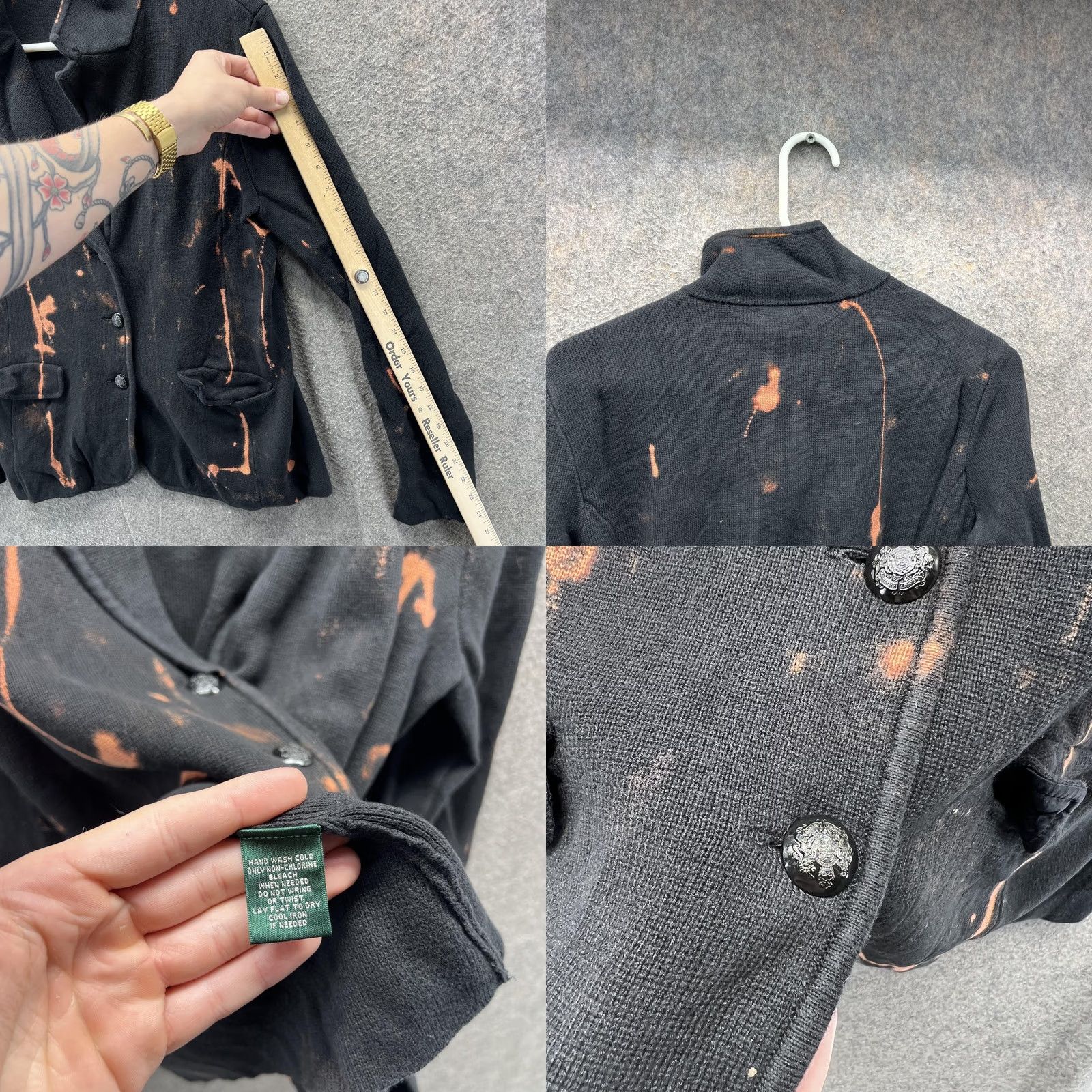 Ralph Lauren Lauren Ralph Lauren Womens Petite L Black Knit Blazer Jacket Bleach Stain Size L / US 10 / IT 46 - 8 Thumbnail