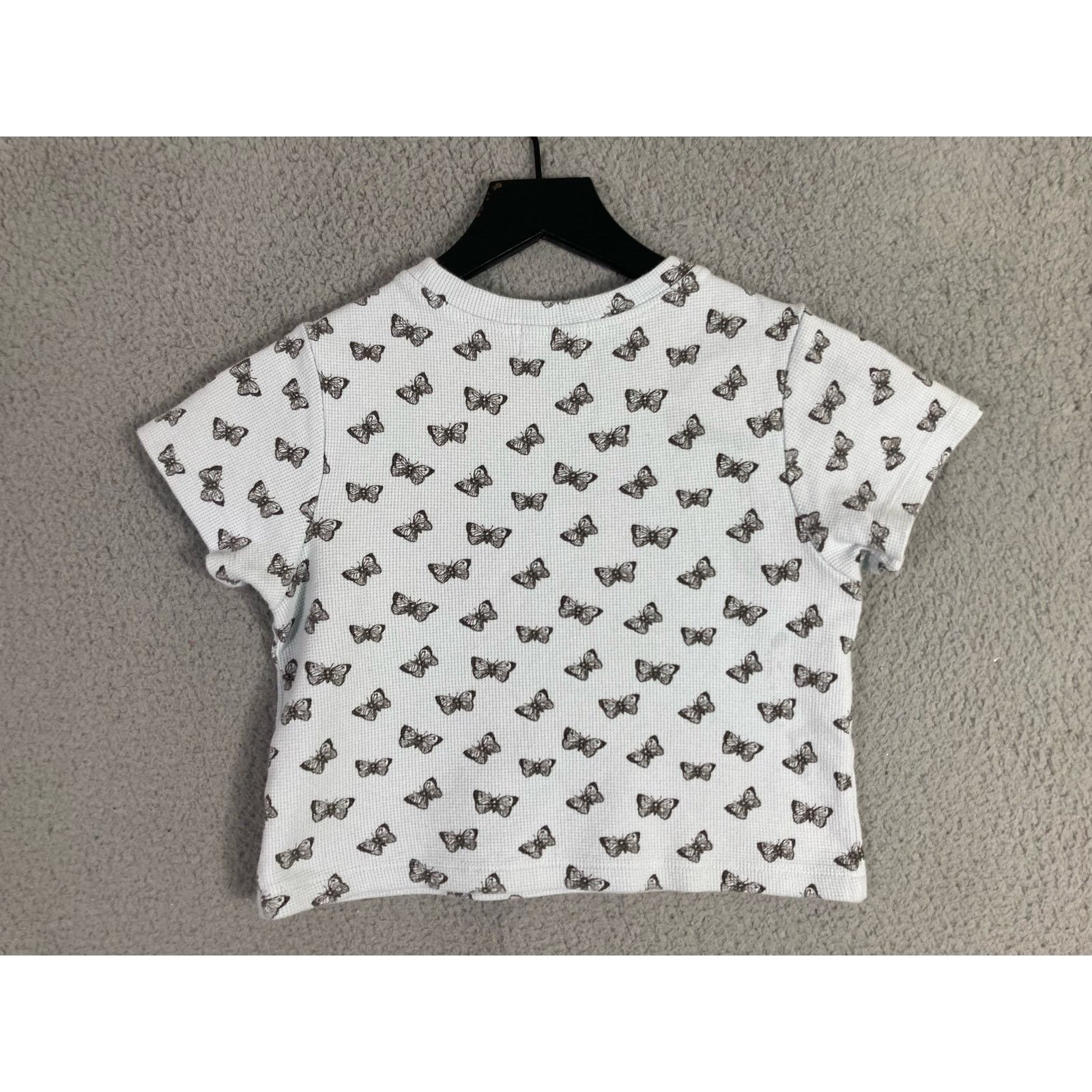 Other Urban Nation Women's M White Butterfly Print Crop Top Short Size M / US 6-8 / IT 42-44 - 5 Thumbnail