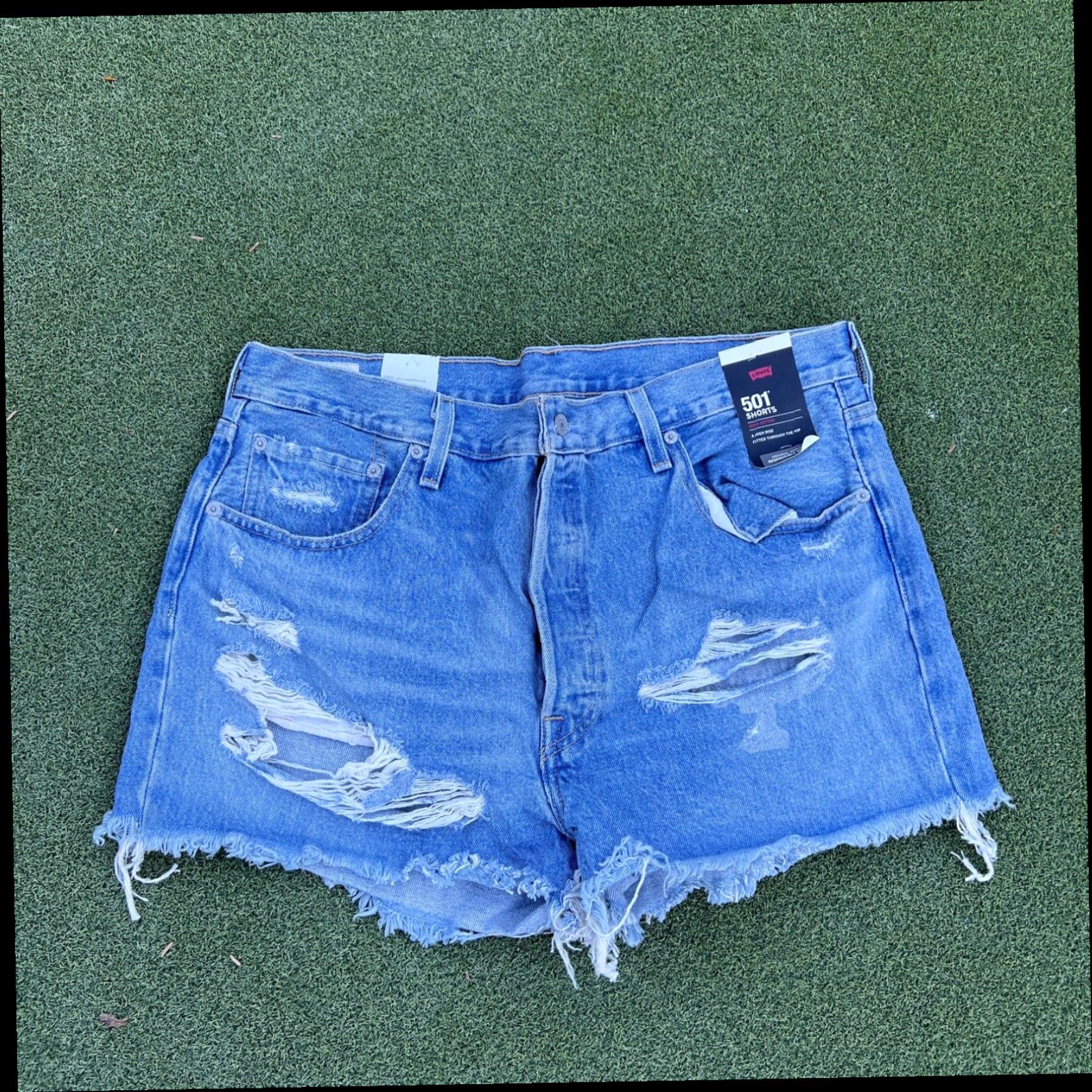 Levi's Levis 501 Shorts Womens 34 Cut Off Denim High Rise Button Fly Distressed New Size 24" / US 00 / IT 34 - 4 Thumbnail