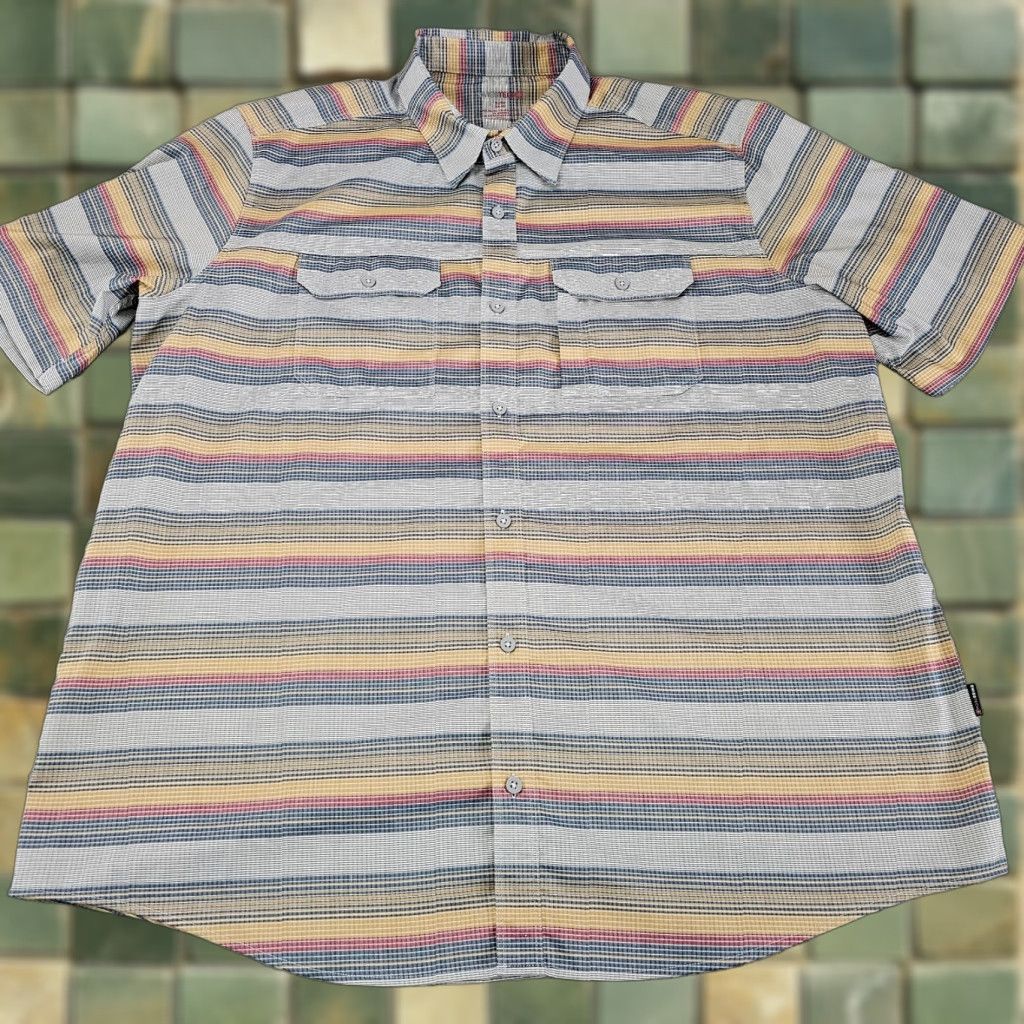 Vintage Swiss Tech Shirt Mens XL Gray Striped Short Sleeve Pockets Button-Up Outdoor Casual Shirt Size US XL / EU 56 / 4 - 1 Thumbnail
