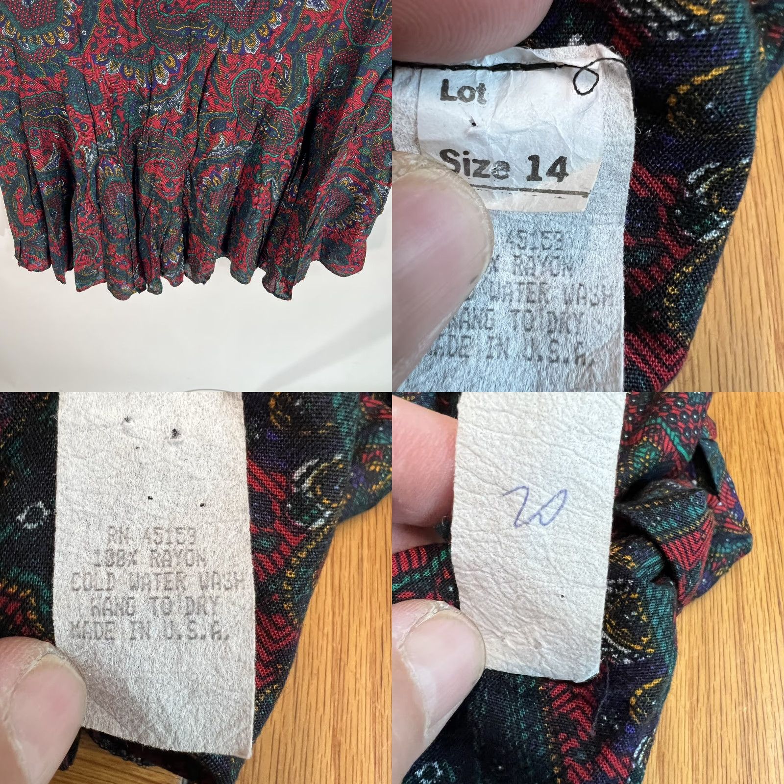 Vintage VINTAGE True Vintage Floral Paisley Pleated Drop Waist Dress Women's Size 14 Red Size XL / US 12-14 / IT 48-50 - 8 Thumbnail